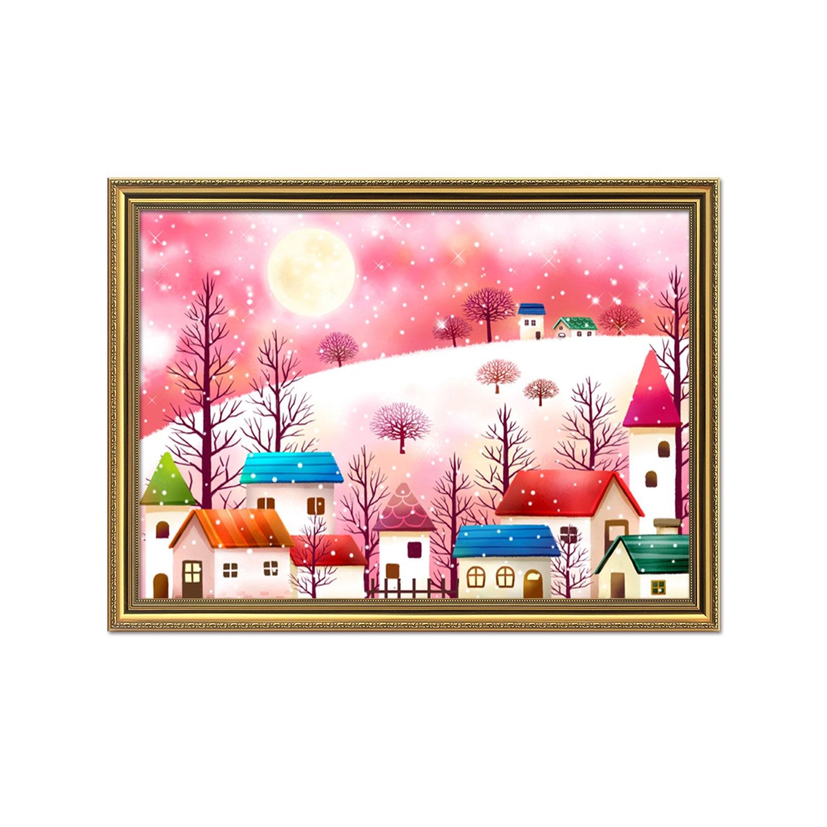 3D Moon Snowflake 008 Fake Framed Print Painting Wallpaper AJ Creativity Home 