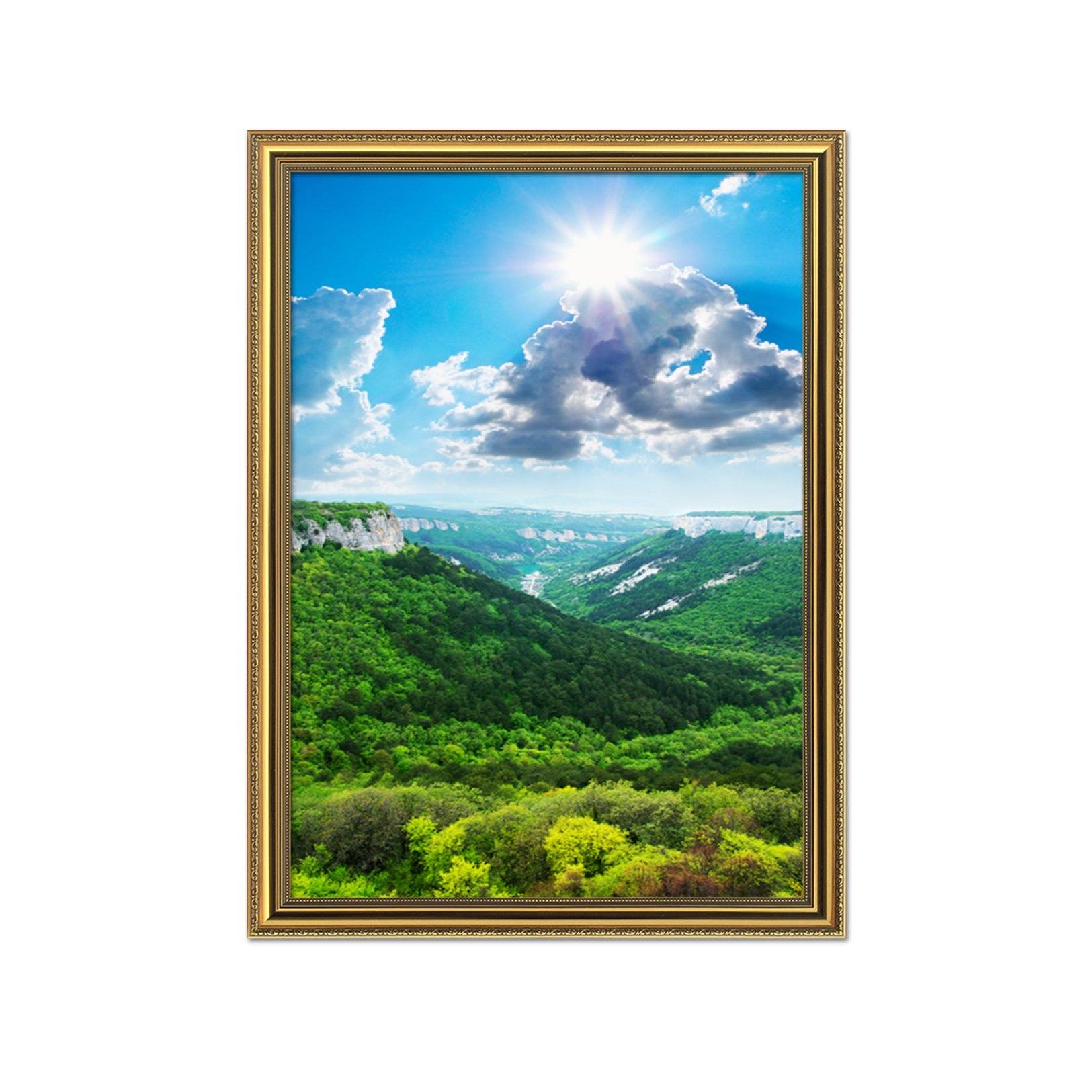 3D Forest Hill 034 Fake Framed Print Painting Wallpaper AJ Creativity Home 