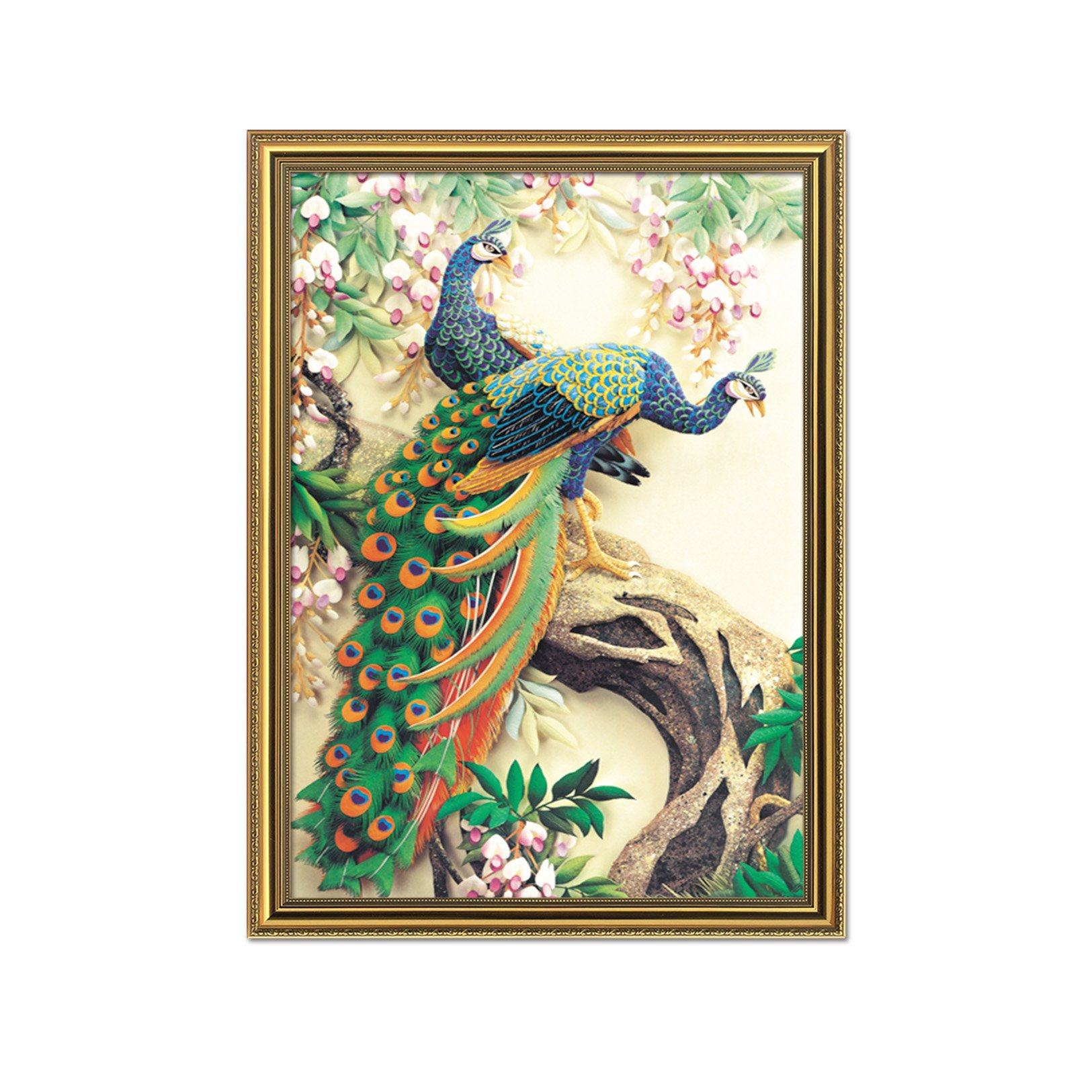3D Beautiful Peacock 084 Fake Framed Print Painting Wallpaper AJ Creativity Home 