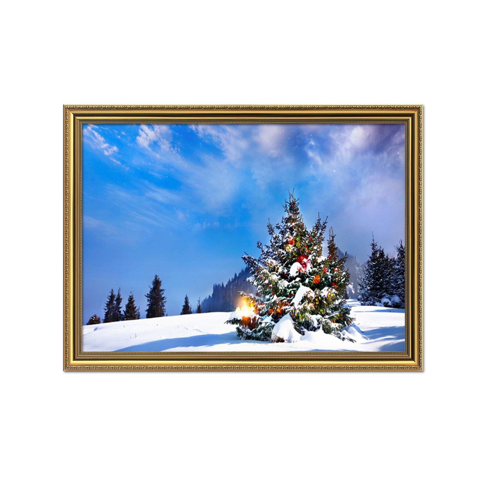 3D Christmas Tree 024 Fake Framed Print Painting Wallpaper AJ Creativity Home 