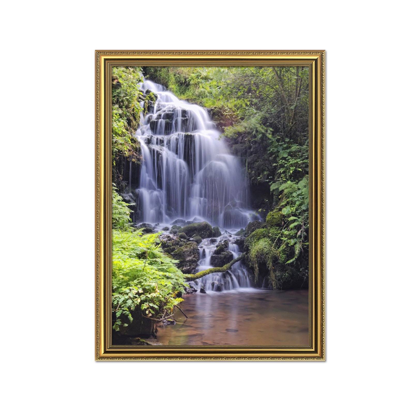 3D Mountain Stone Waterfall 122 Fake Framed Print Painting Wallpaper AJ Creativity Home 