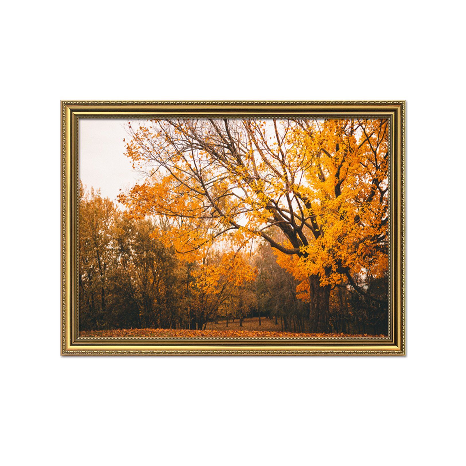 3D Autumn Leaves 021 Fake Framed Print Painting Wallpaper AJ Creativity Home 