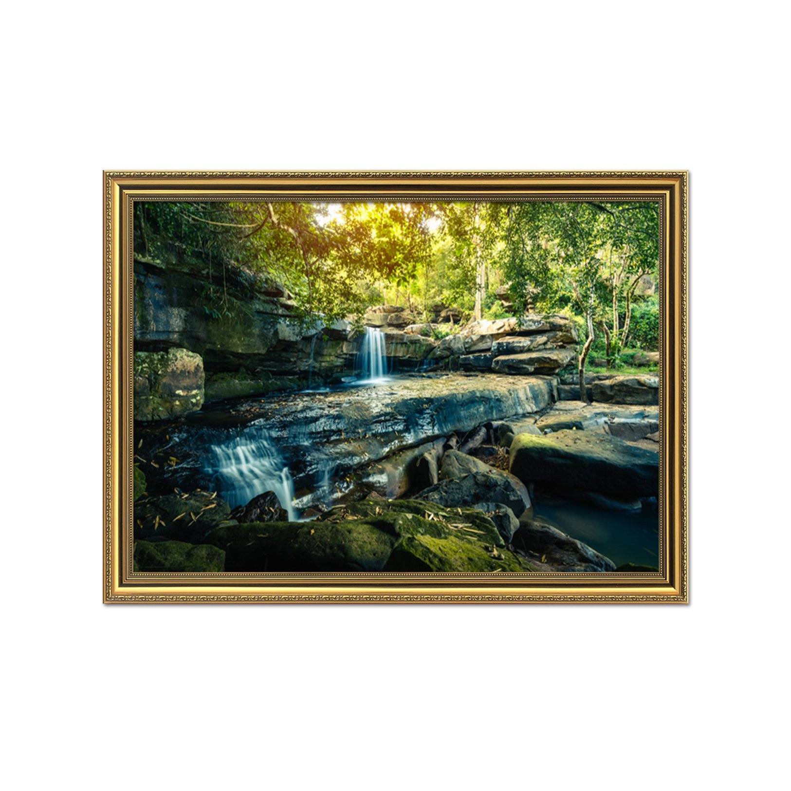 3D Wood Stream 157 Fake Framed Print Painting Wallpaper AJ Creativity Home 