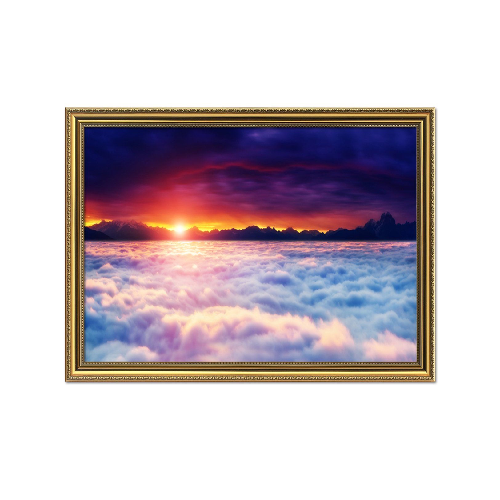3D Sunset Waves 171 Fake Framed Print Painting Wallpaper AJ Creativity Home 
