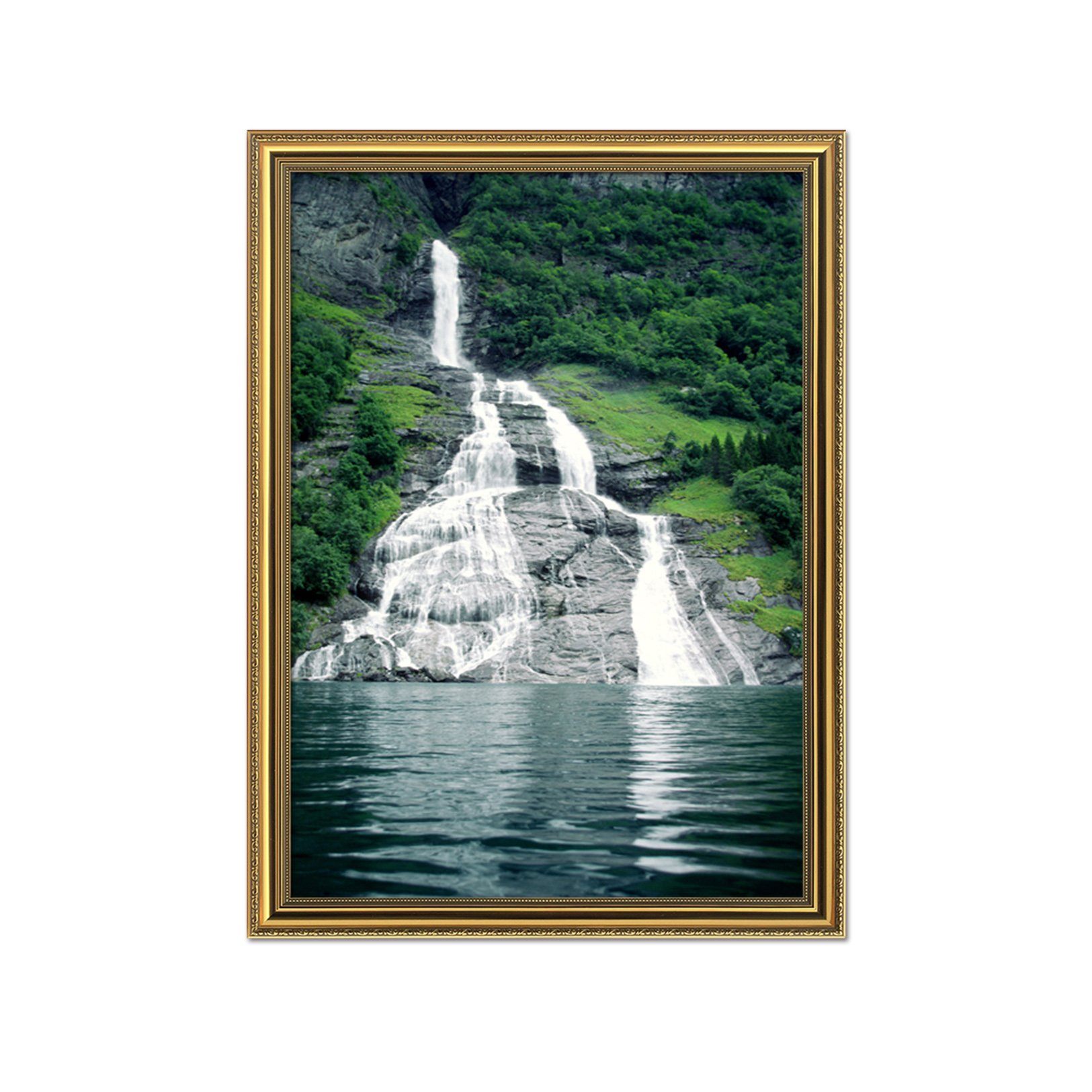 3D Mountain Reflection 061 Fake Framed Print Painting Wallpaper AJ Creativity Home 