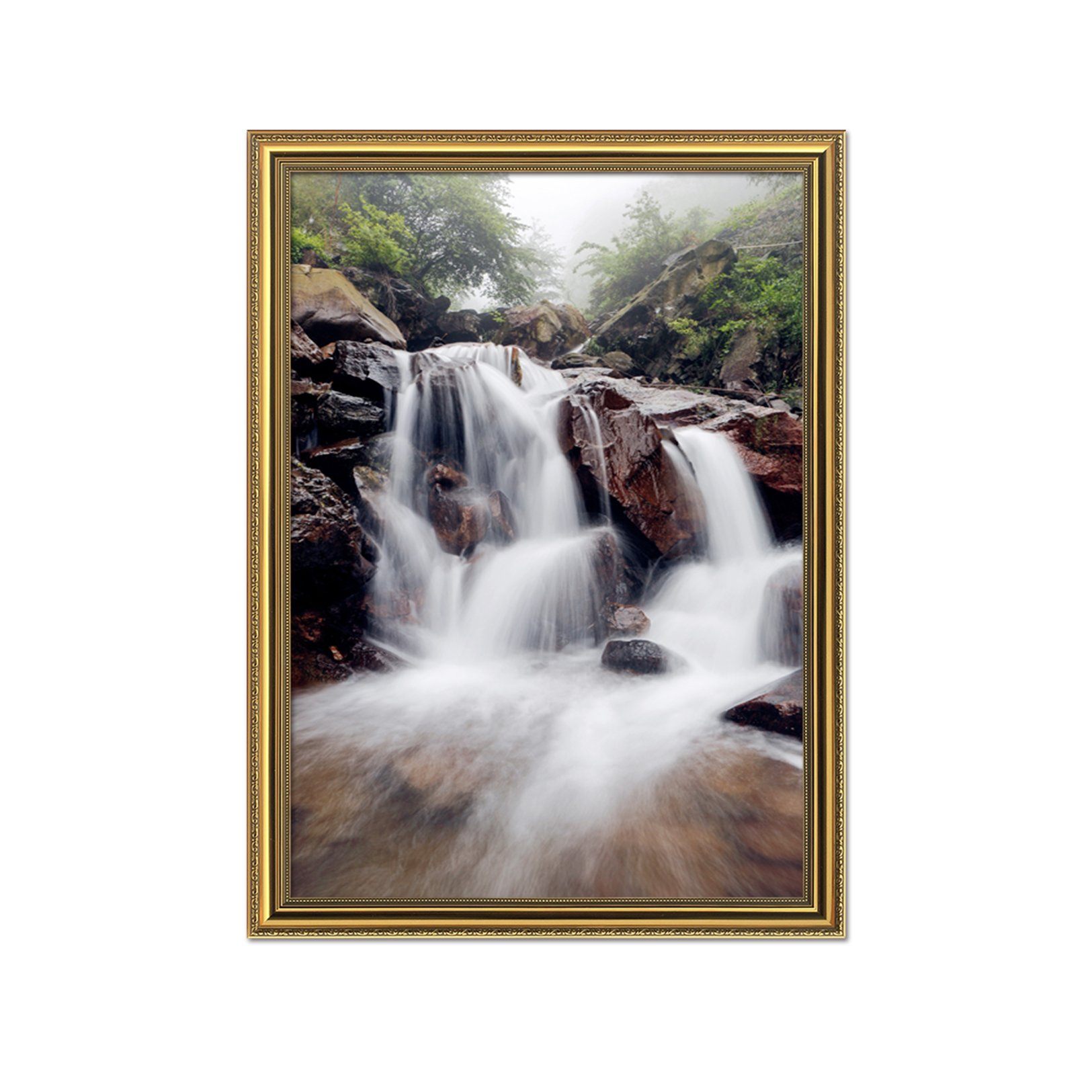 3D Mountain Rock Rapids 079 Fake Framed Print Painting Wallpaper AJ Creativity Home 
