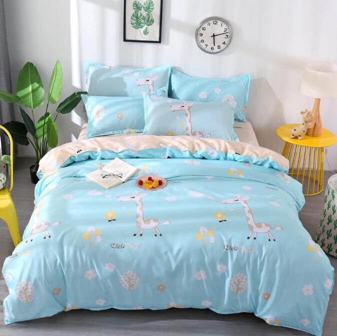 3D Light Blue Bottom Giraffe 3003 Bed Pillowcases Quilt