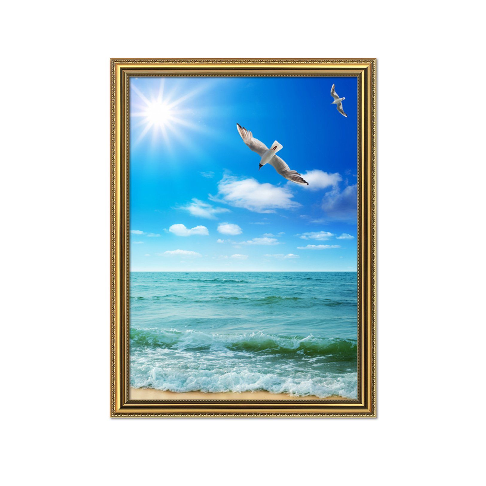 3D Sunshine Seagull 044 Fake Framed Print Painting Wallpaper AJ Creativity Home 