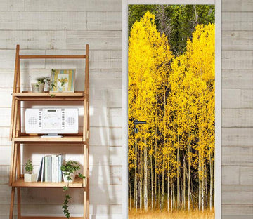 3D autumn tree meadow door mural Wallpaper AJ Wallpaper 