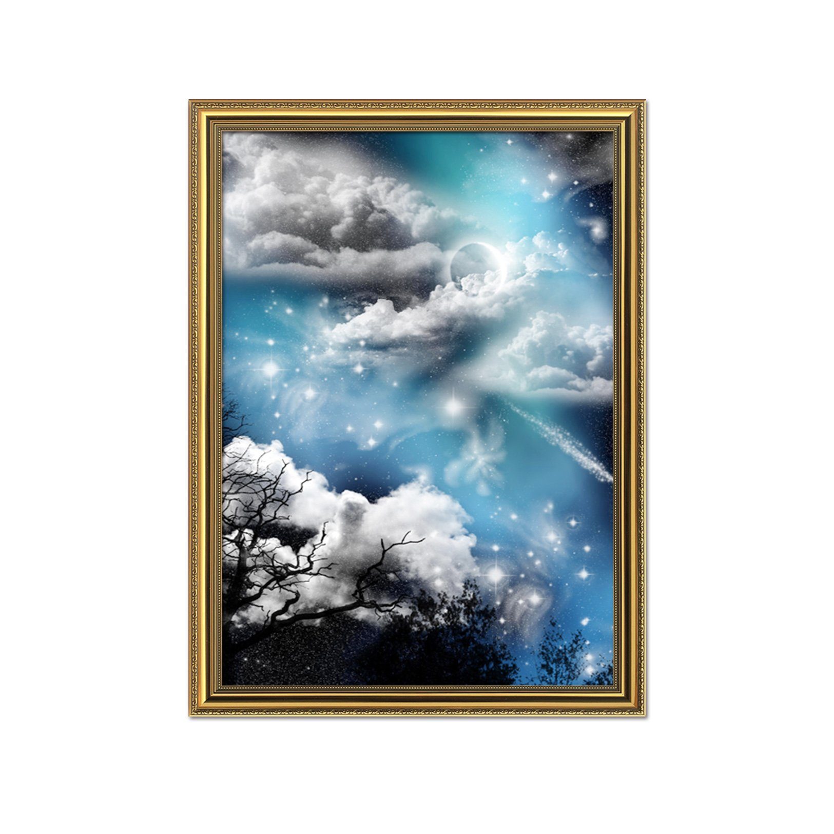3D Moon Stars 104 Fake Framed Print Painting Wallpaper AJ Creativity Home 