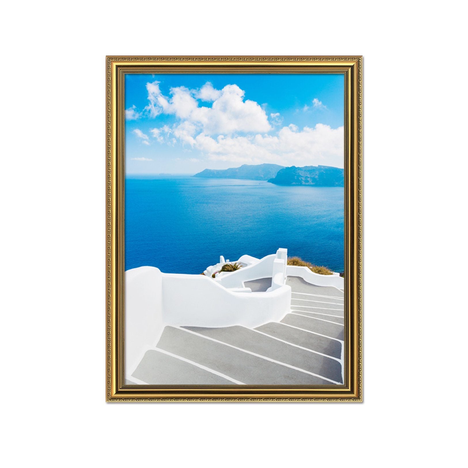3D Seaside Staircase 010 Fake Framed Print Painting Wallpaper AJ Creativity Home 