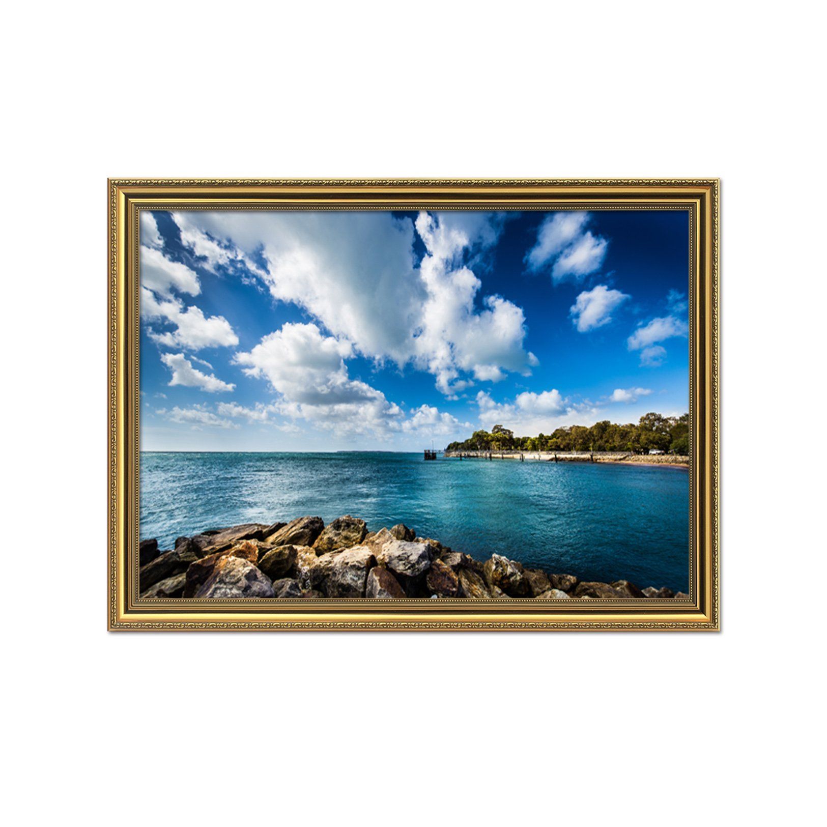 3D Beautiful Sea 002 Fake Framed Print Painting Wallpaper AJ Creativity Home 
