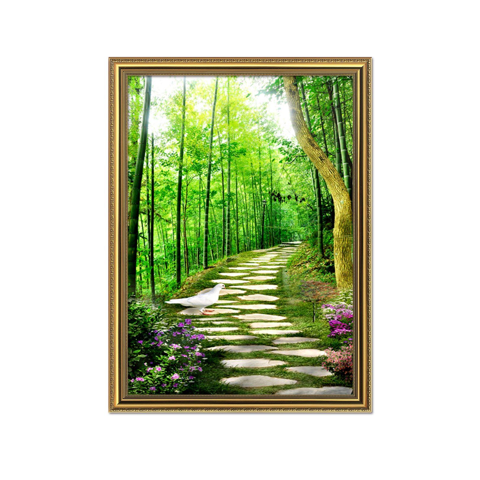 3D Stone Path 068 Fake Framed Print Painting Wallpaper AJ Creativity Home 