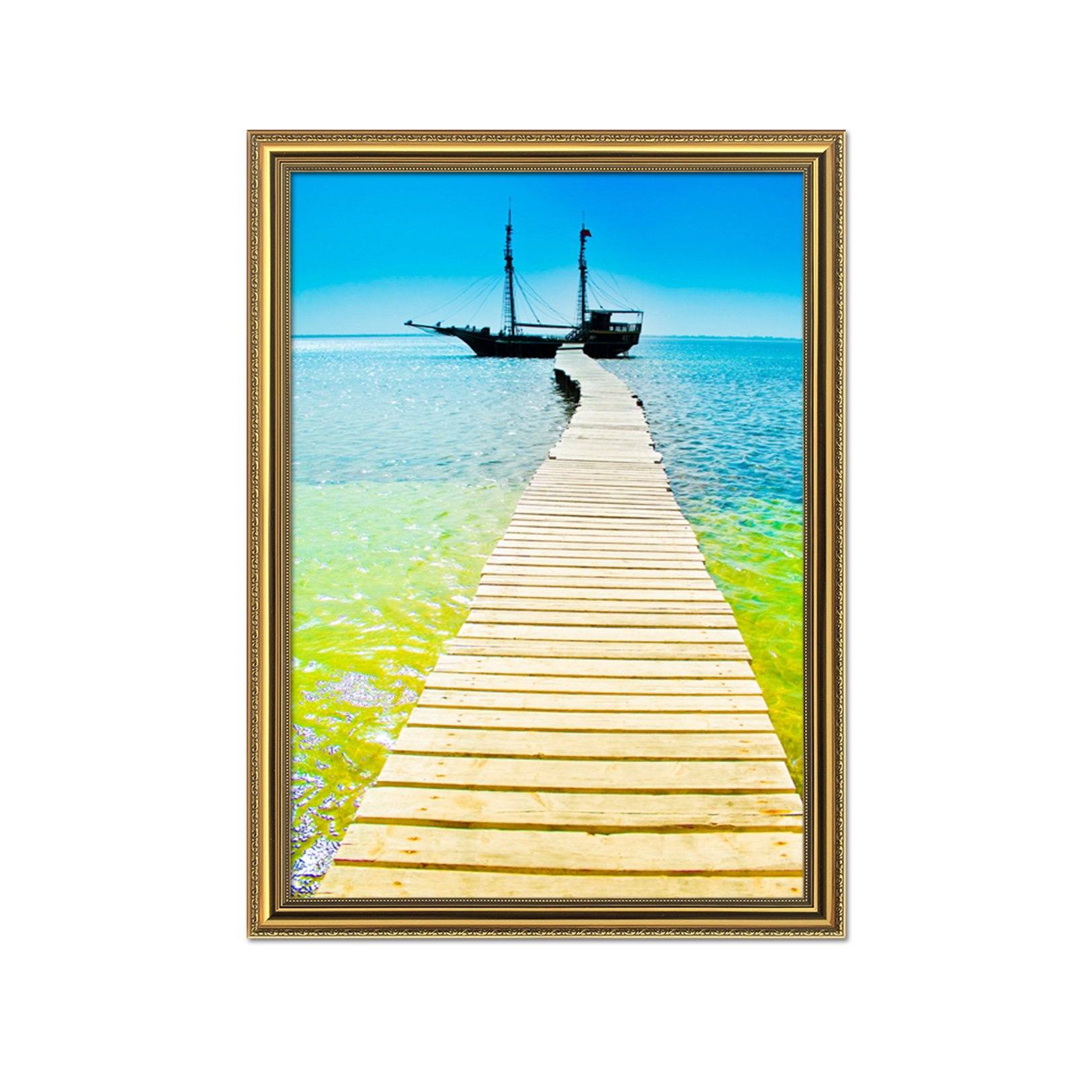 3D Wooden Bridge 007 Fake Framed Print Painting Wallpaper AJ Creativity Home 