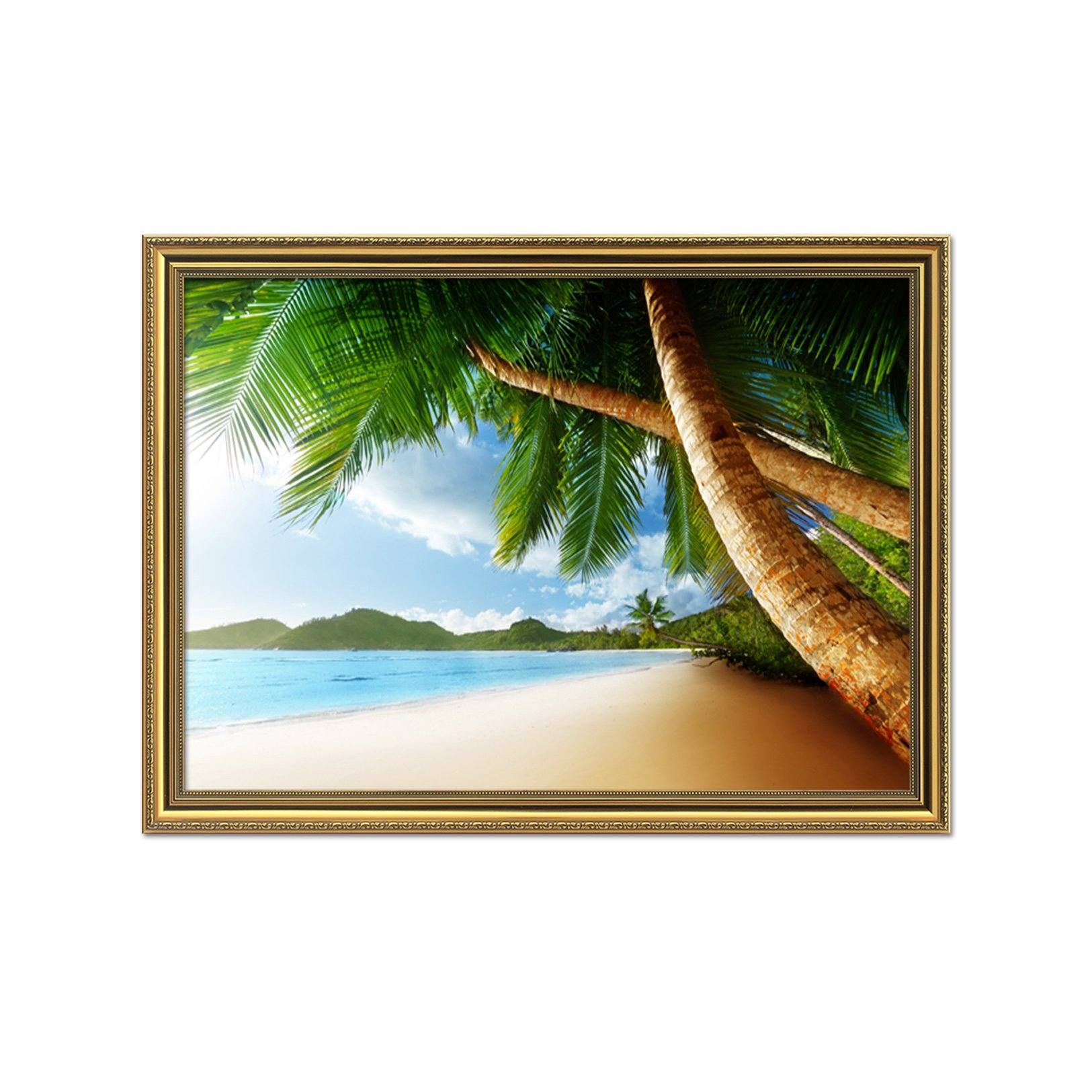 3D Coconut Beach 034 Fake Framed Print Painting Wallpaper AJ Creativity Home 
