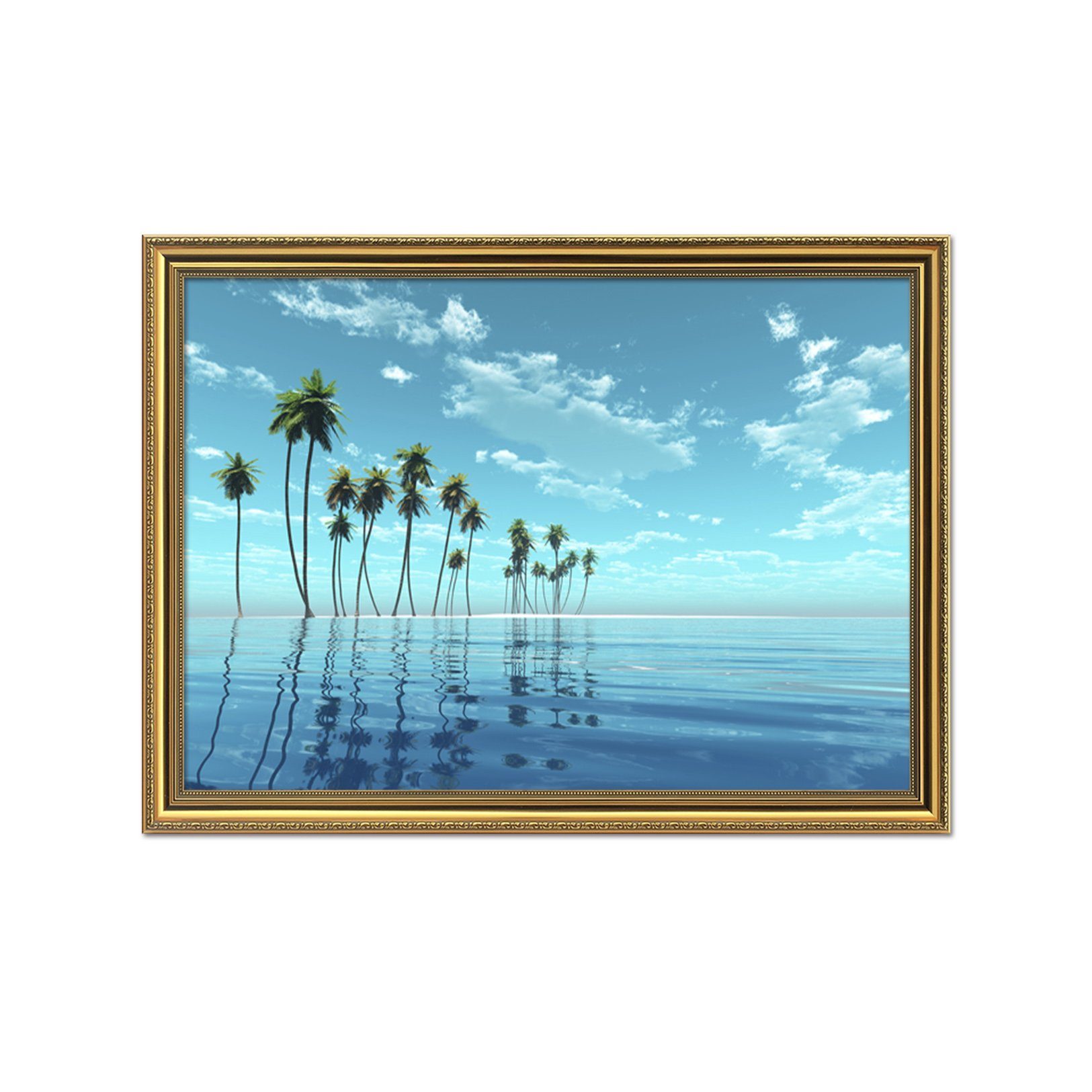 3D Seaside Coconut 186 Fake Framed Print Painting Wallpaper AJ Creativity Home 