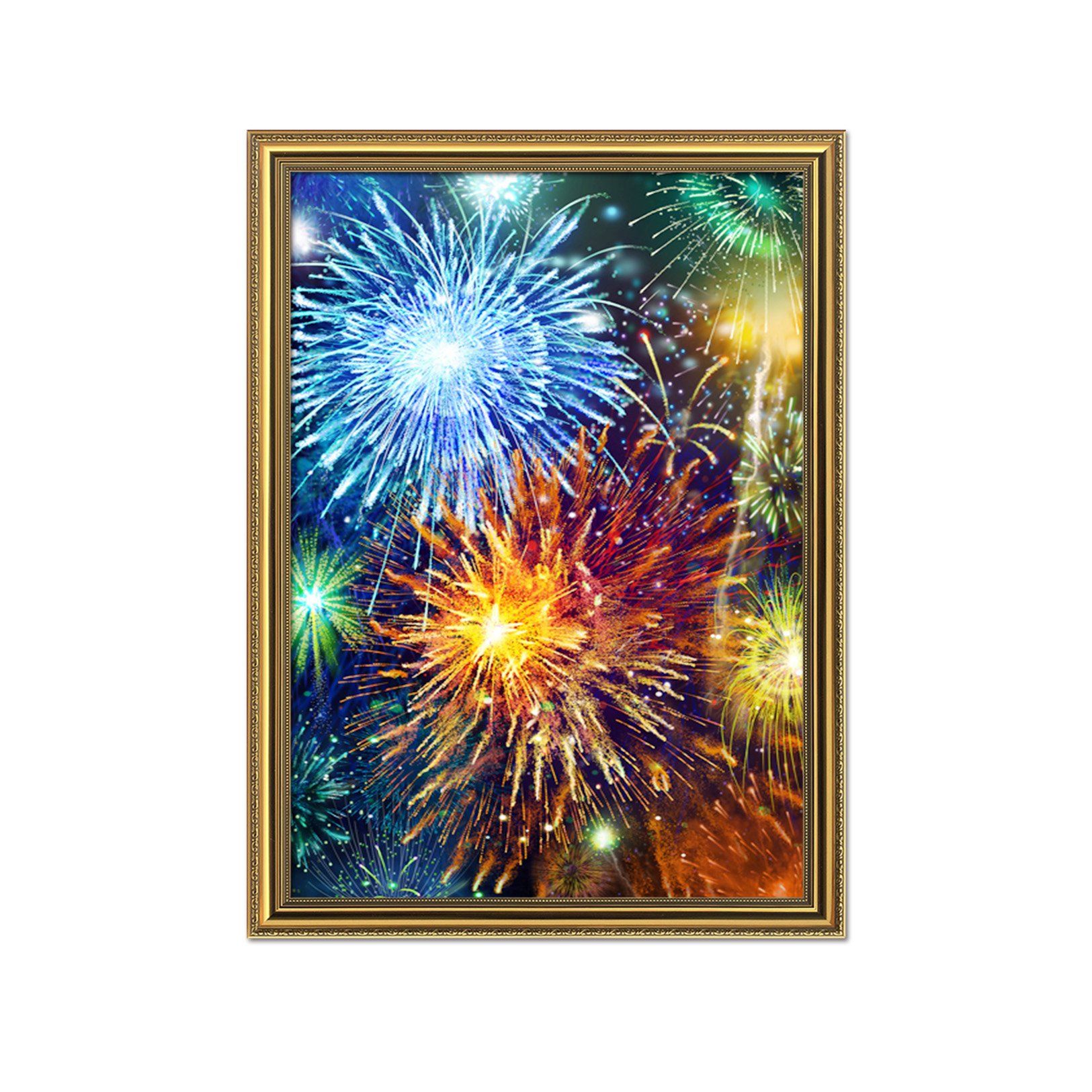 3D Beautiful Fireworks 027 Fake Framed Print Painting Wallpaper AJ Creativity Home 