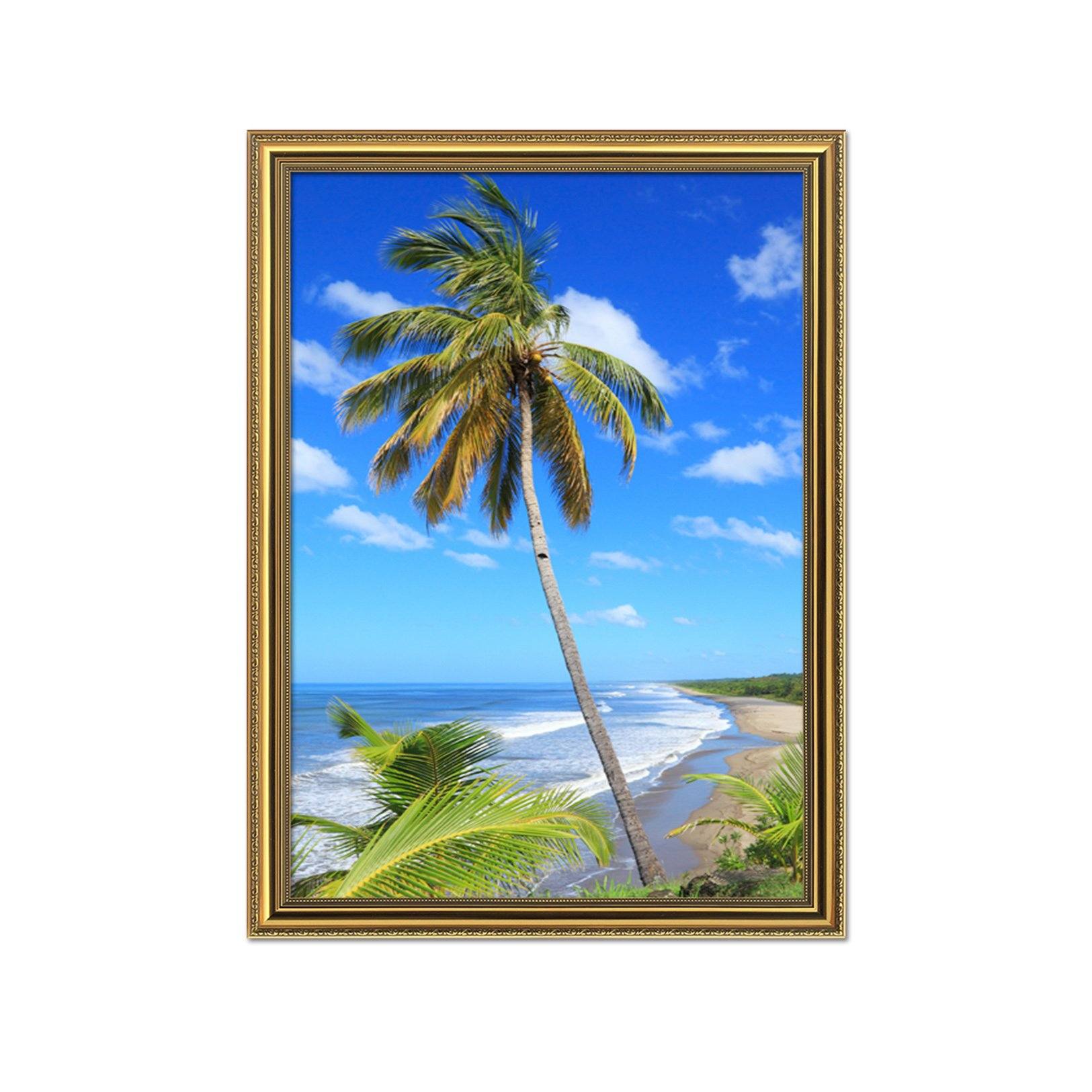 3D Windward Coconut Tree 040 Fake Framed Print Painting Wallpaper AJ Creativity Home 