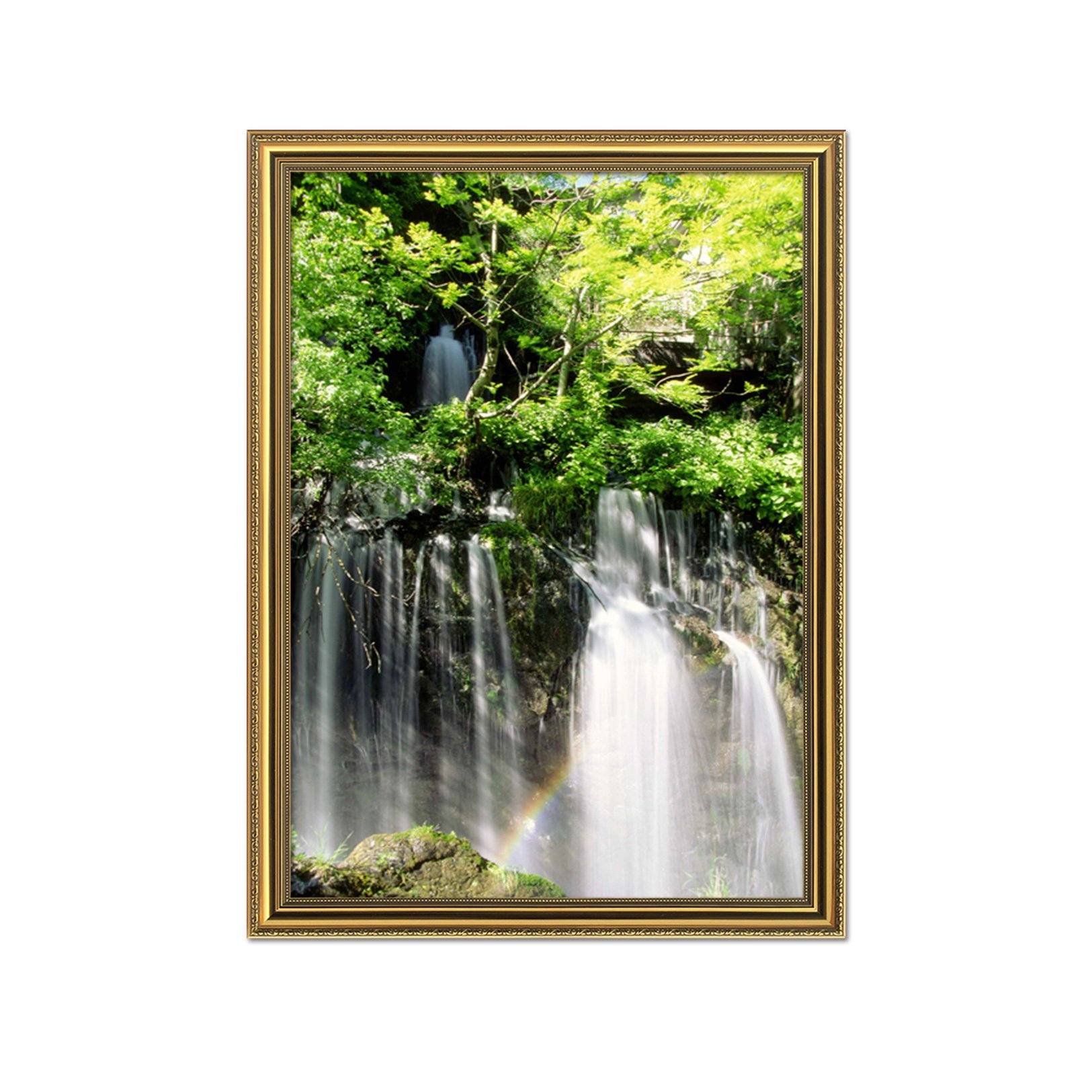 3D Waterfall Woods 010 Fake Framed Print Painting Wallpaper AJ Creativity Home 