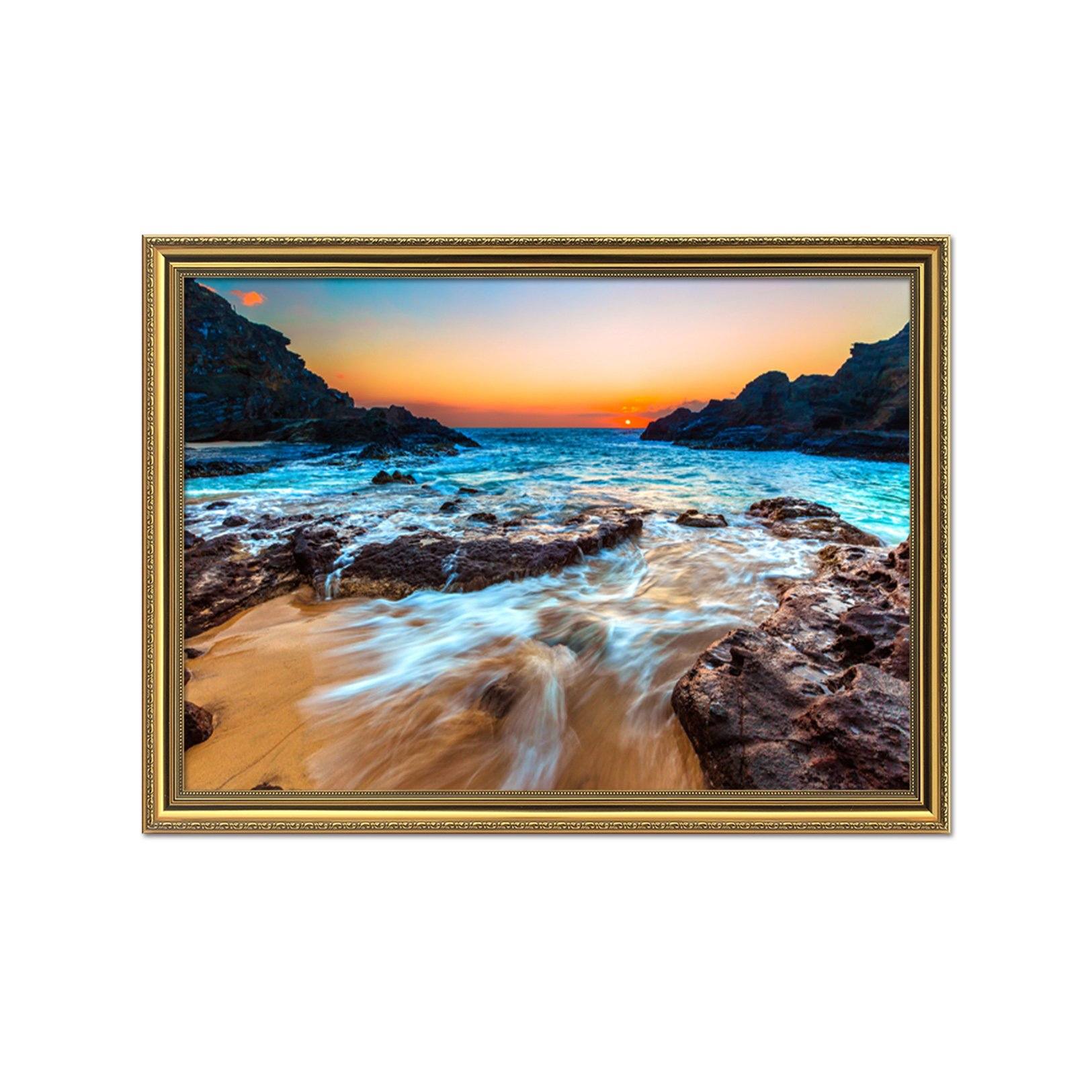 3D Sunset Sea 156 Fake Framed Print Painting Wallpaper AJ Creativity Home 