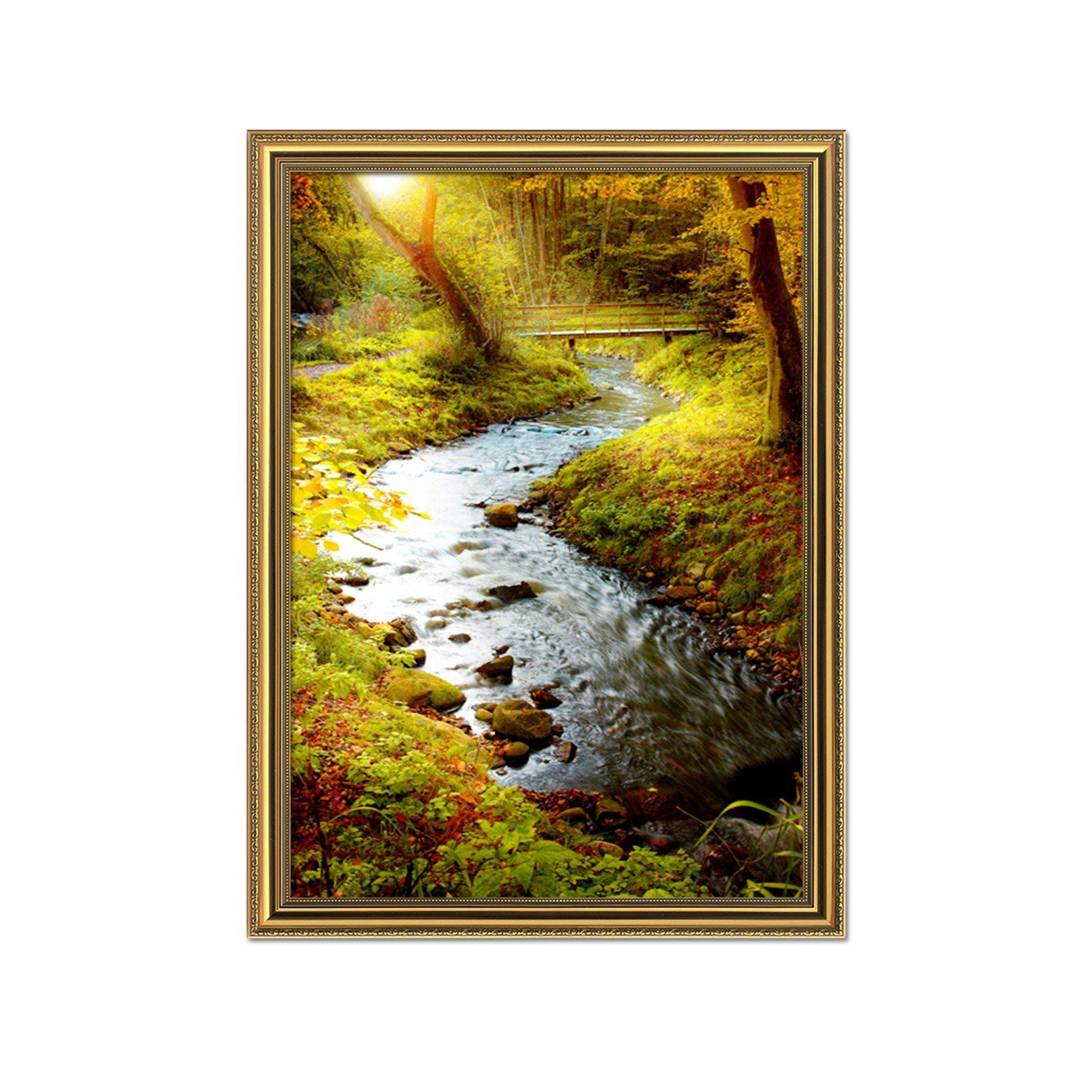 3D Bridge Water 105 Fake Framed Print Painting Wallpaper AJ Creativity Home 