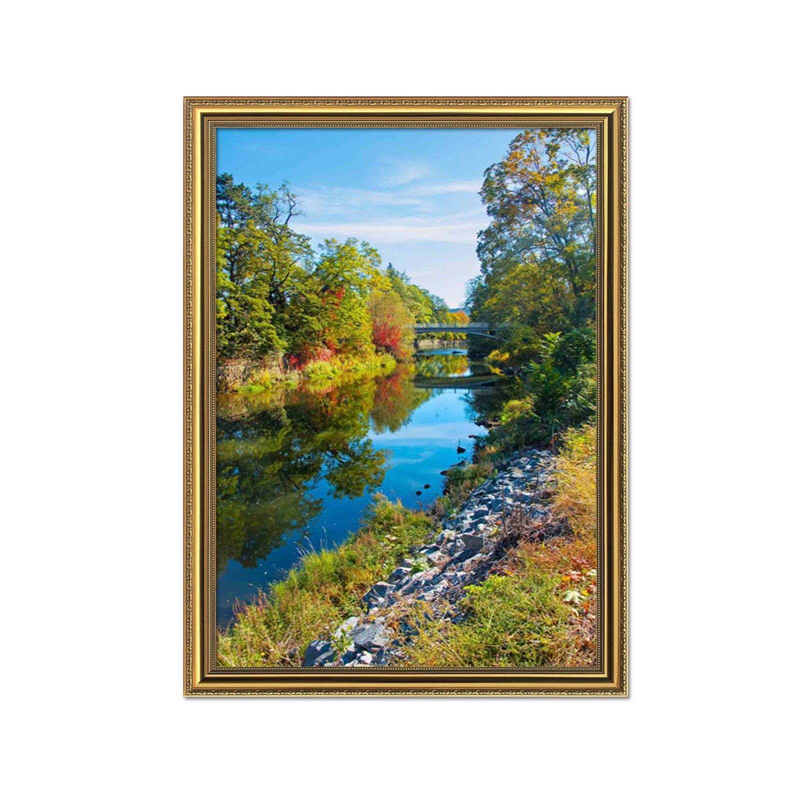 3D Calm River 118 Fake Framed Print Painting Wallpaper AJ Creativity Home 