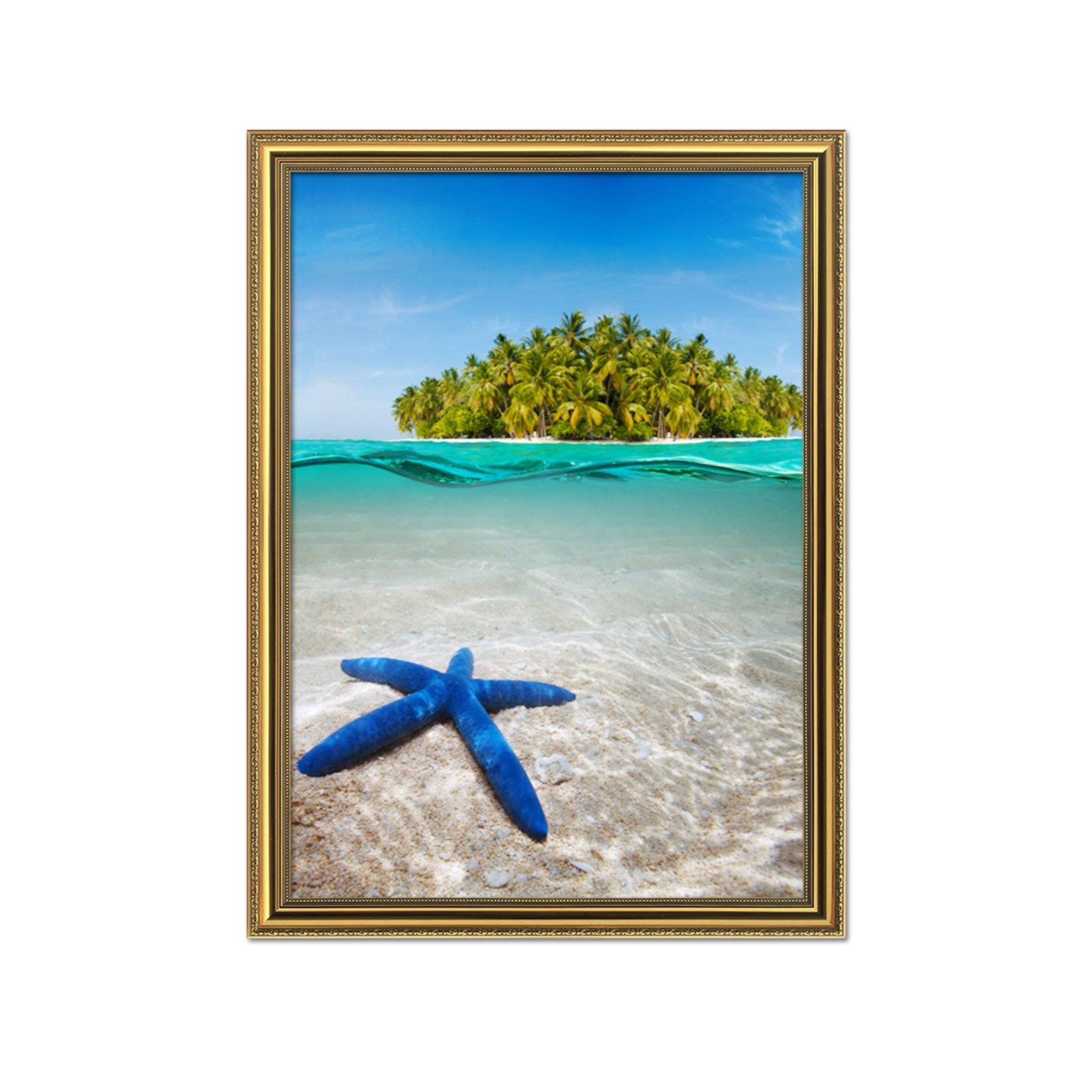3D Blue Starfish 039 Fake Framed Print Painting Wallpaper AJ Creativity Home 