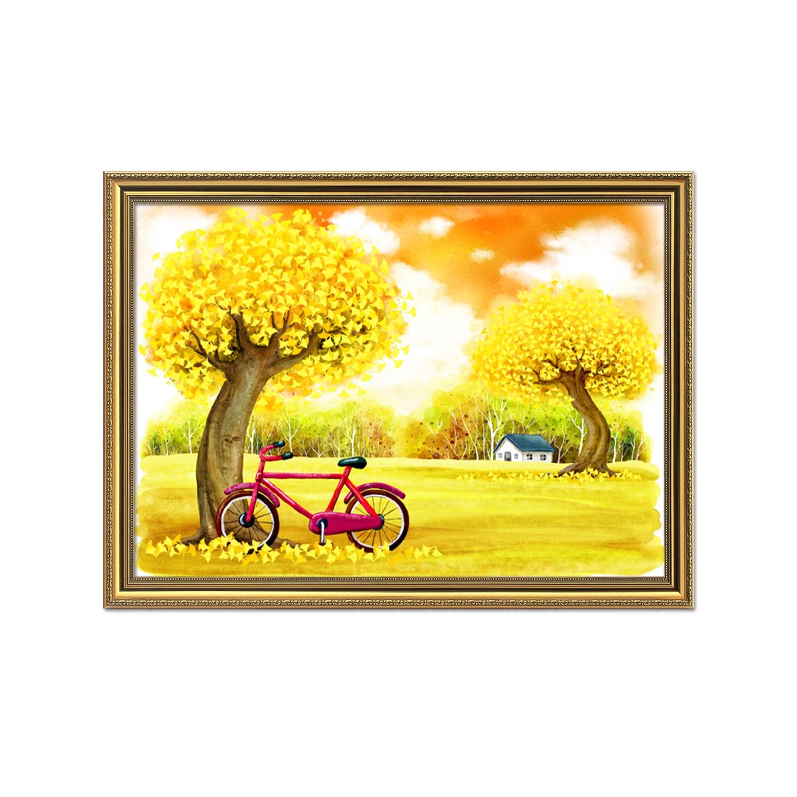 3D Red Bicycle 006 Fake Framed Print Painting Wallpaper AJ Creativity Home 