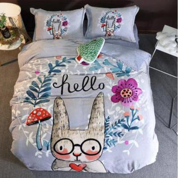 3D Bunny With Glasses 18002 Bed Pillowcases Quilt