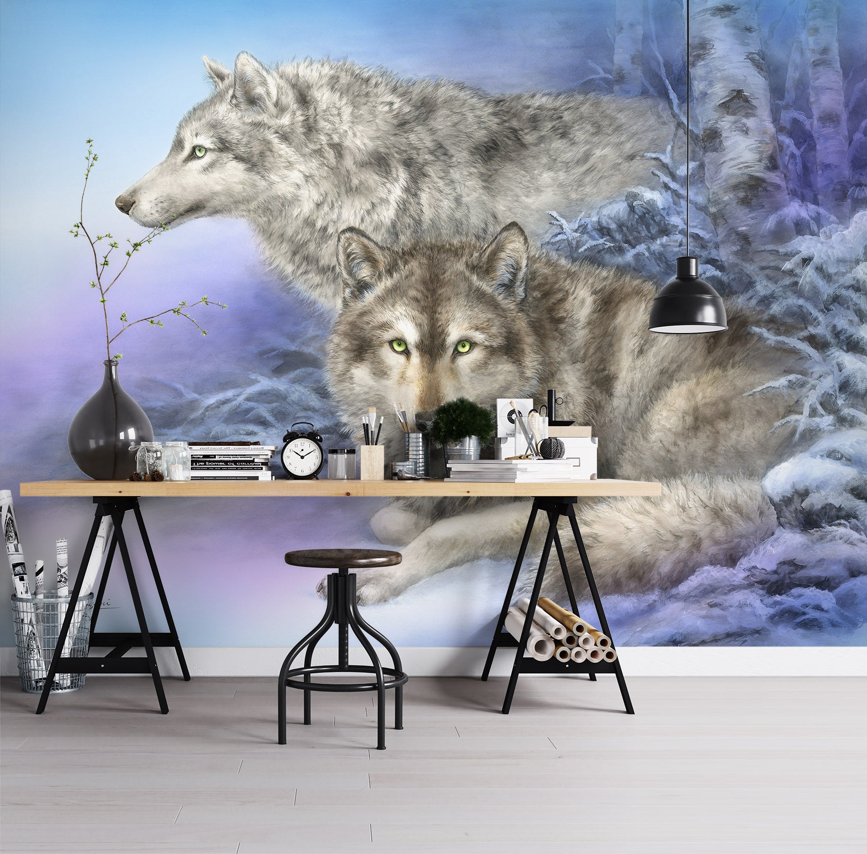 3D Snow Wolf 5434 Kayomi Harai Wall Mural Wall Murals