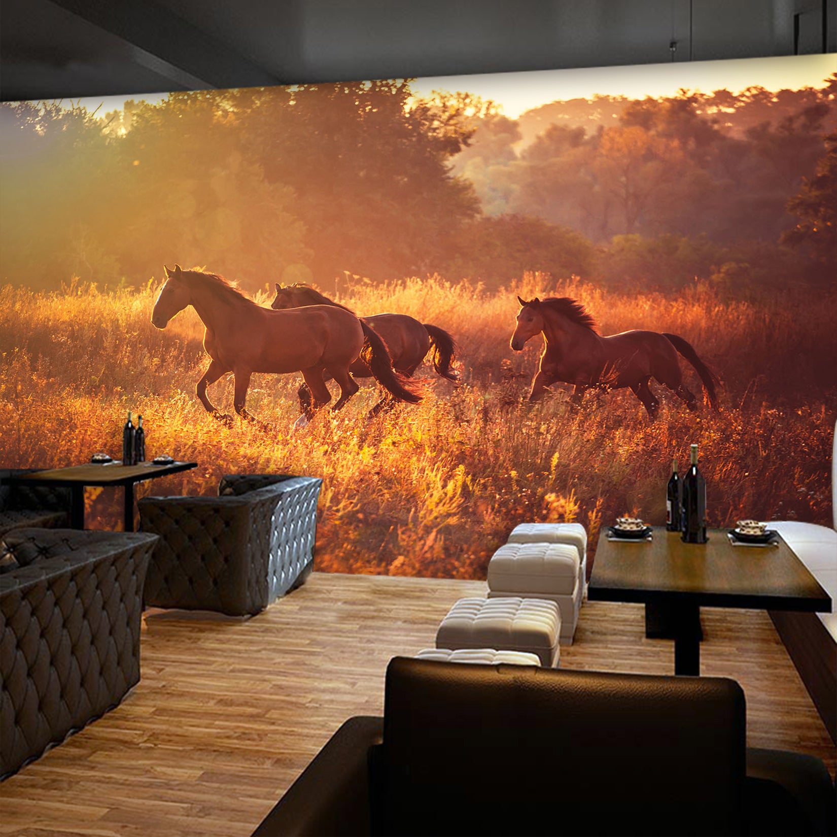 3D Sunset Horse 106 Wall Murals
