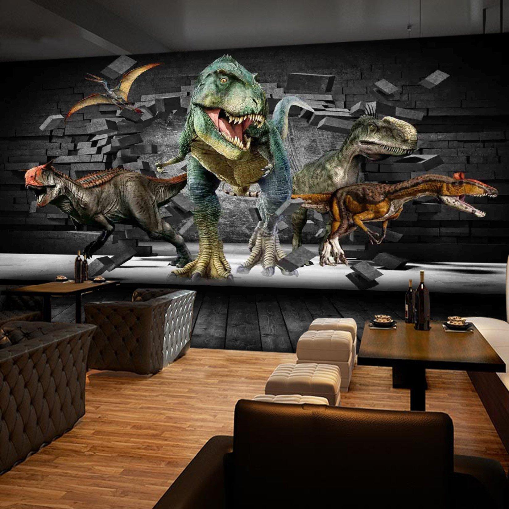 3D Dinosaur Breaking Wall 235 Wallpaper AJ Wallpaper 