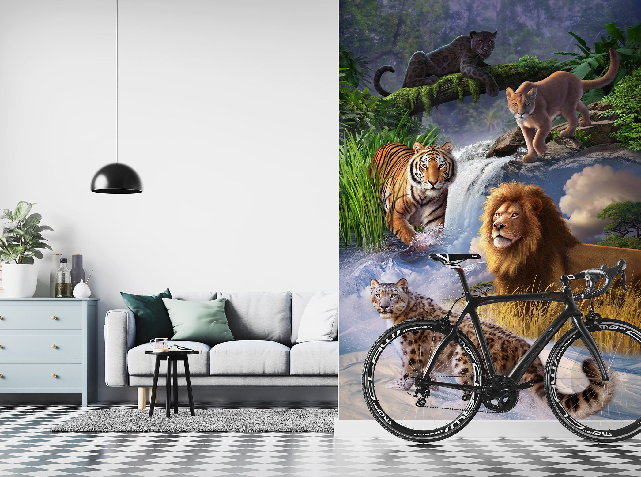 3D Tiger Lion 85037 Jerry LoFaro Wall Mural Wall Murals