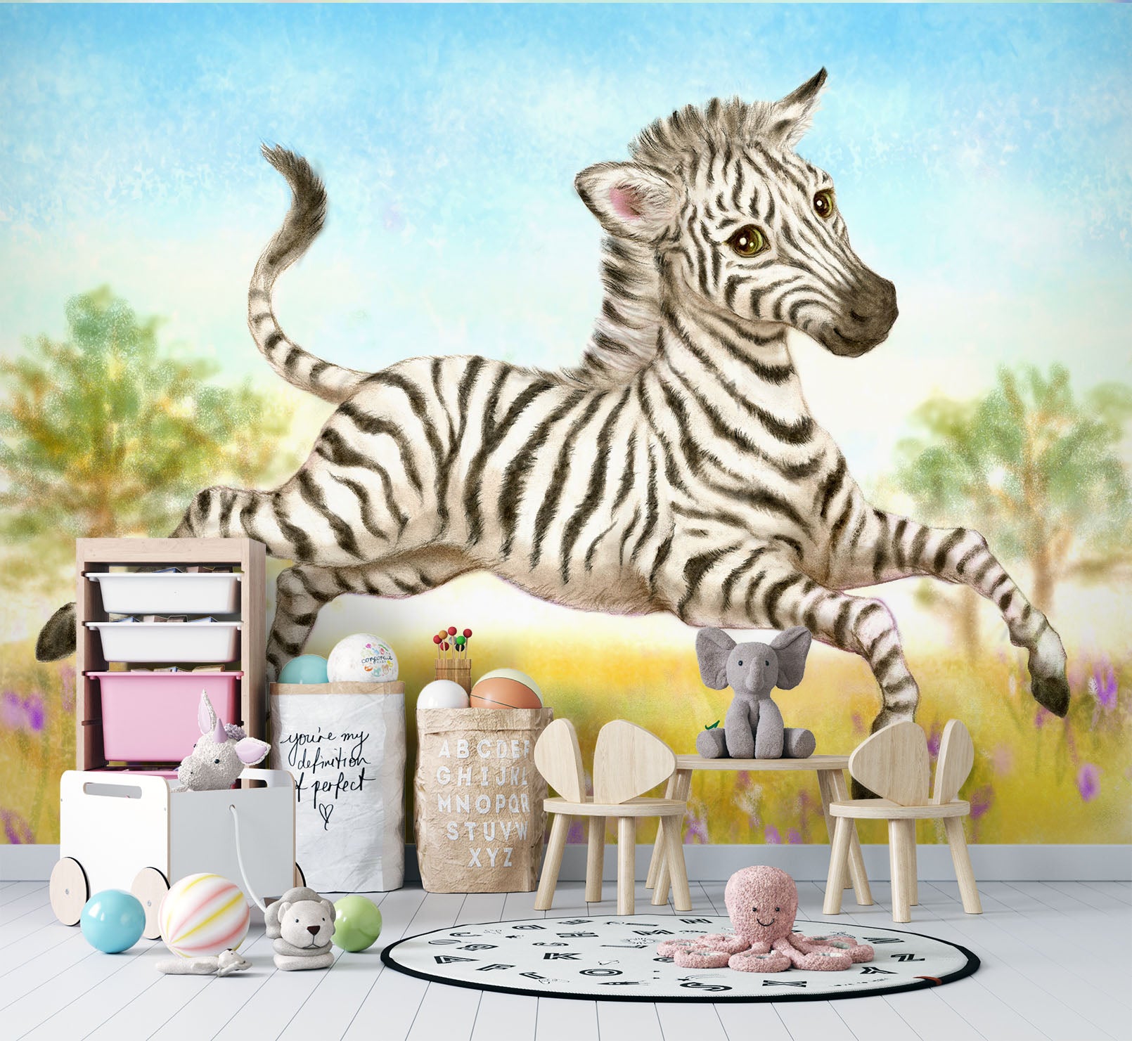 3D Cartoon Zebra 5462 Kayomi Harai Wall Mural Wall Murals