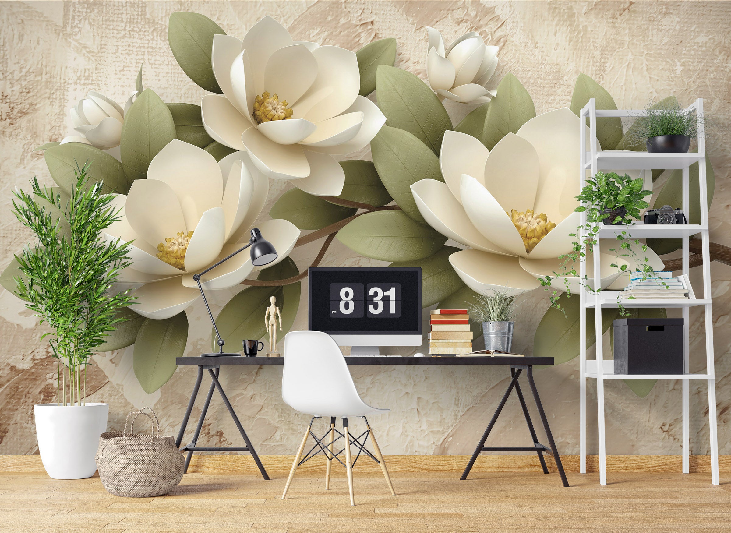 3D White Flower 1066 Wall Murals