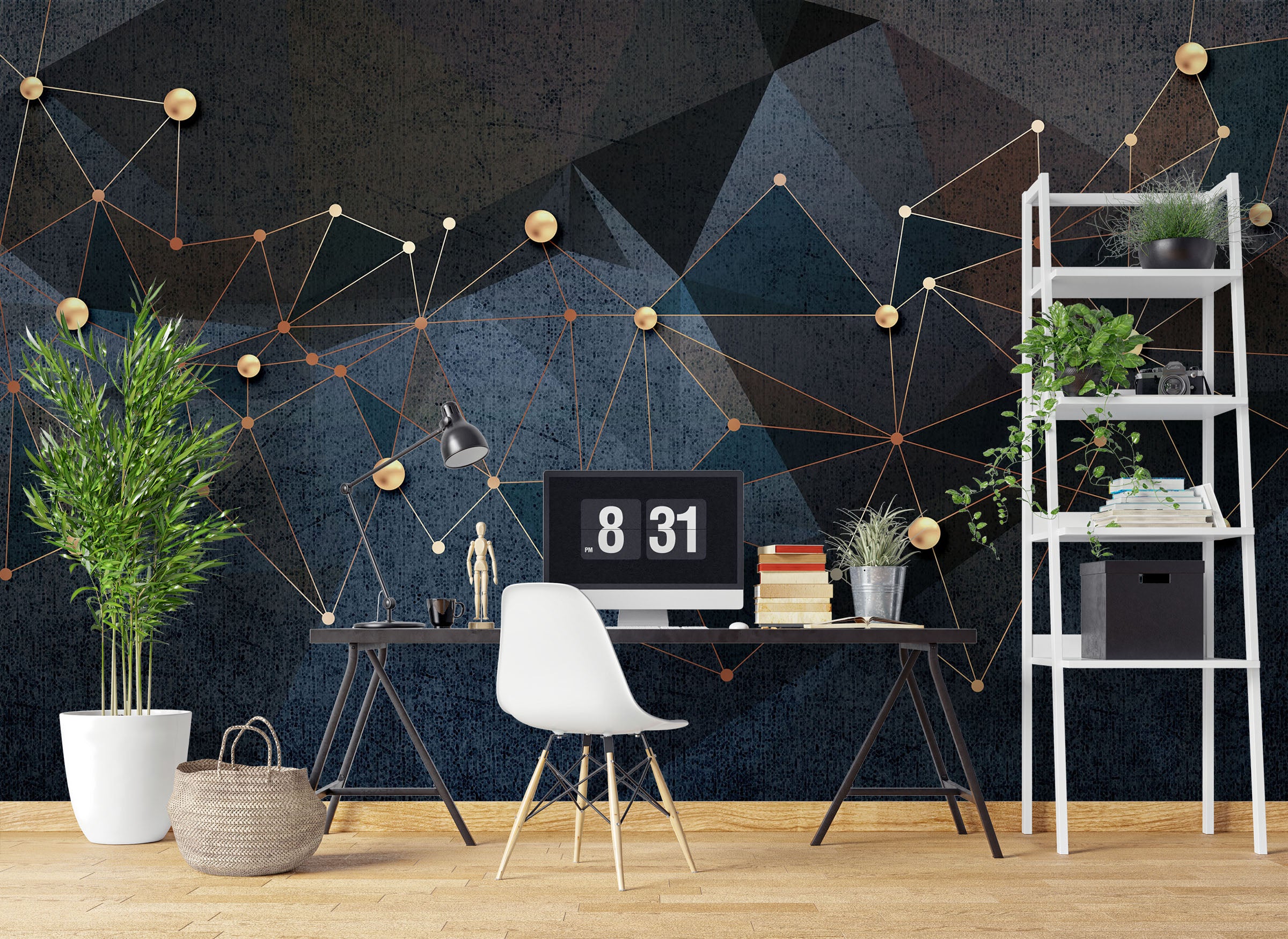 3D Golden Beads 1075 Wall Murals