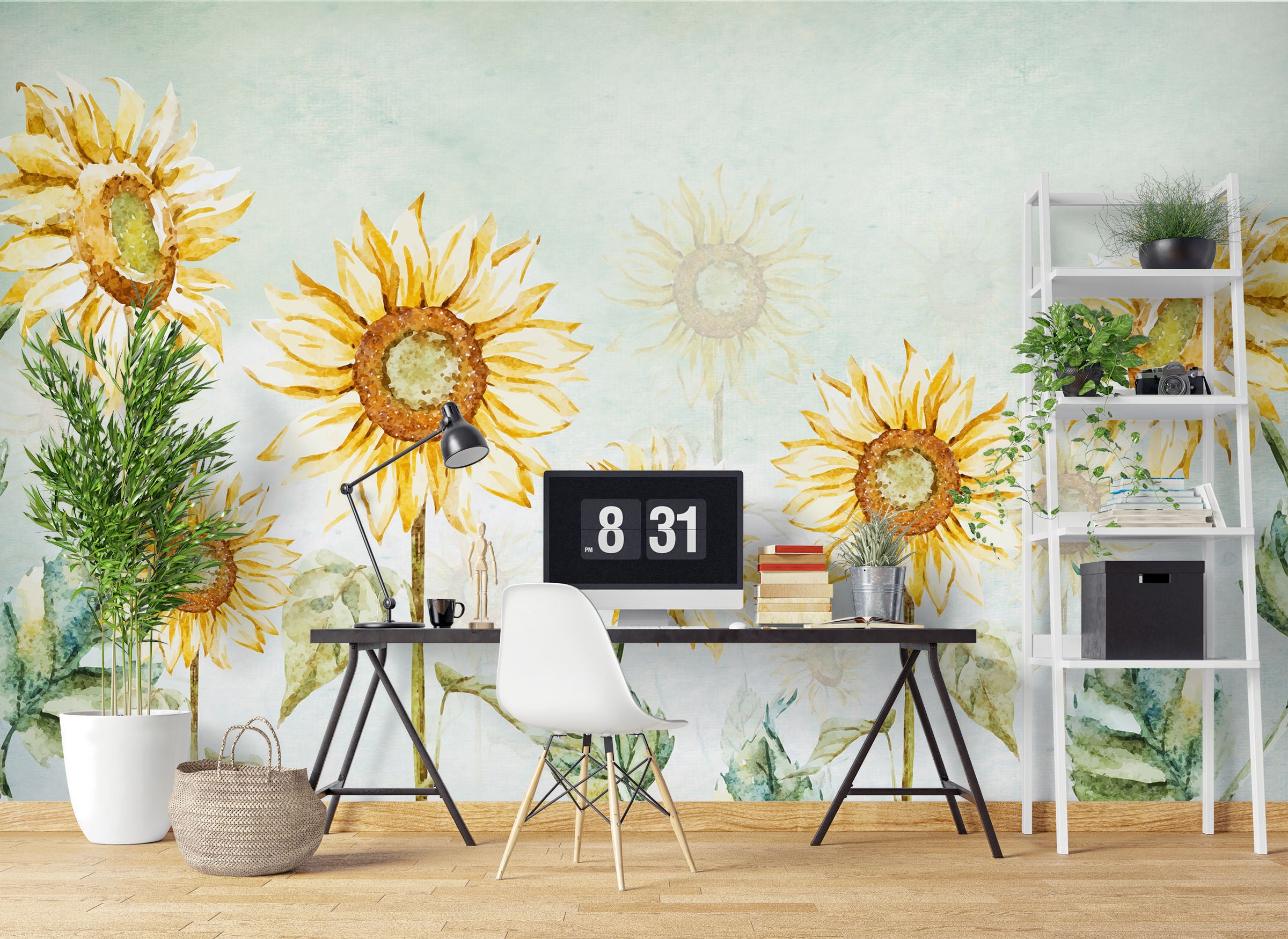 3D Hand Drawn Sunflower 1026 Wall Murals