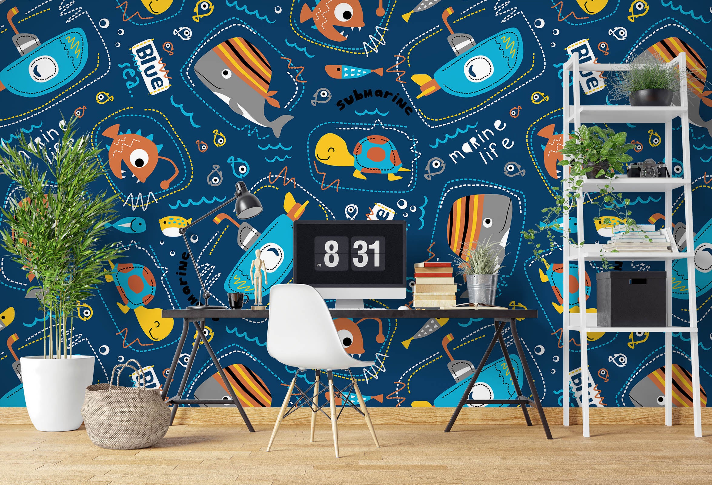 3D Submarine Turtle Whale 58043 Wall Murals