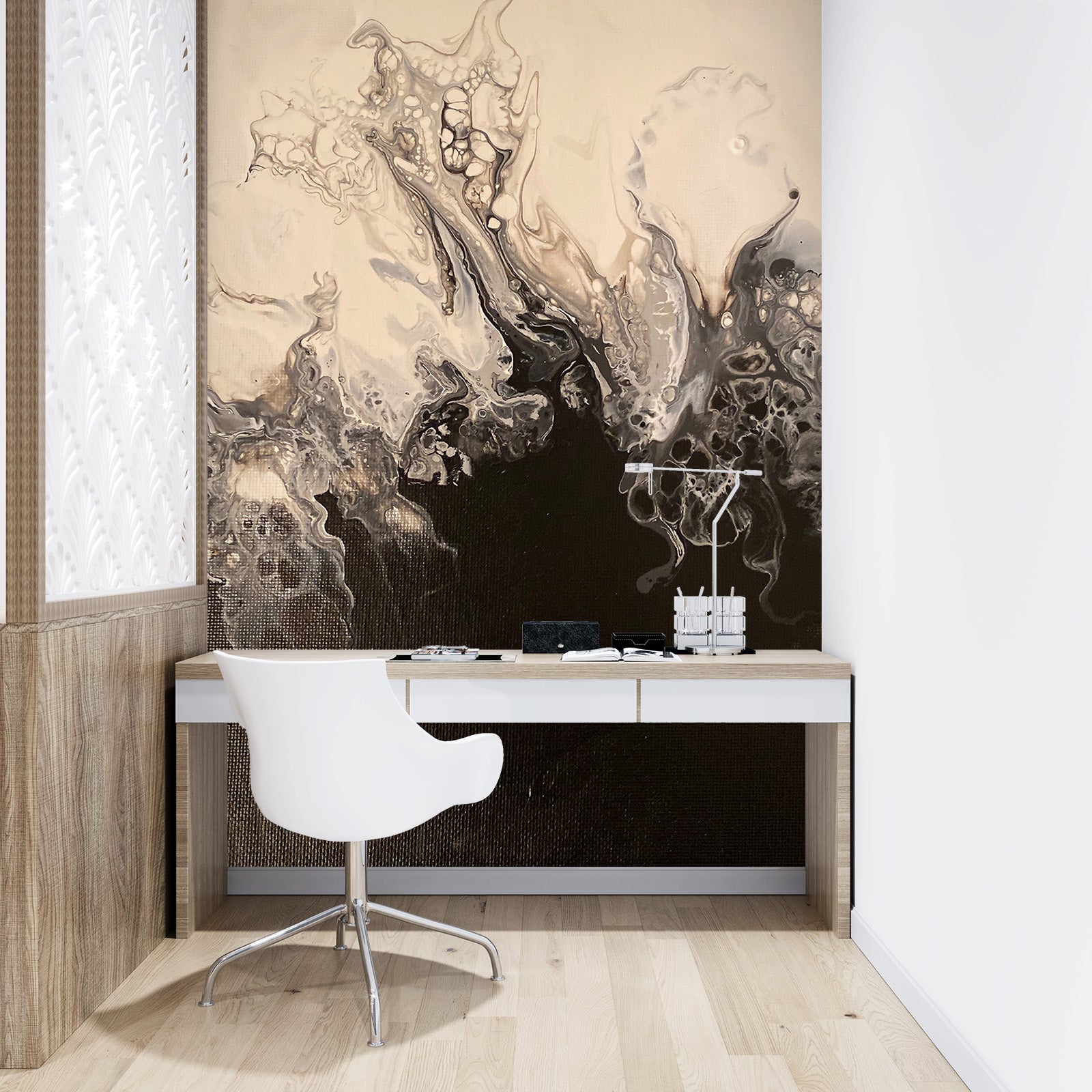 3D Black Light Brown Stitching Pattern 40033 Valerie Latrice Wall Mural Wall Murals