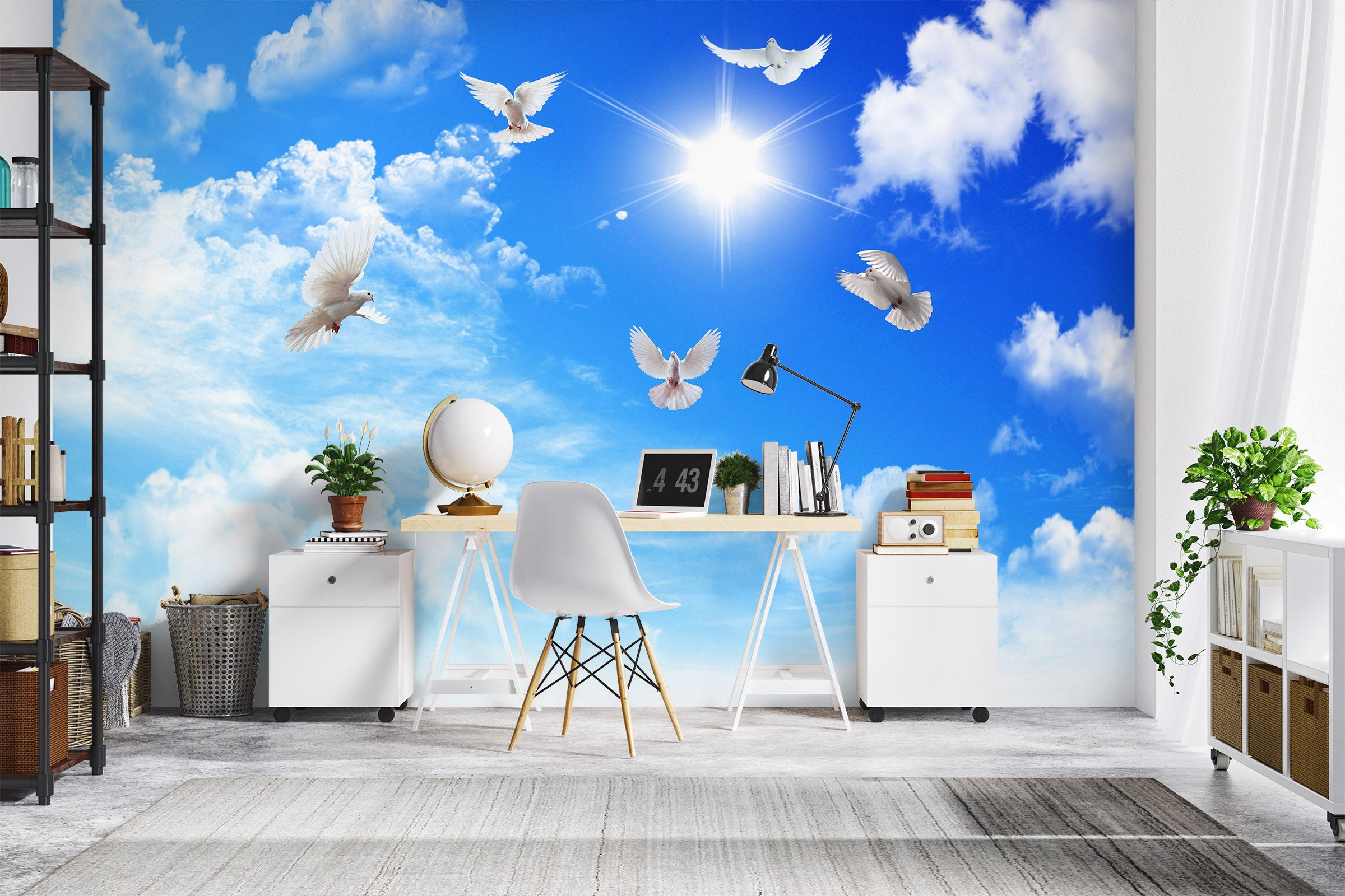 3D Sun Pigeon 1019 Wall Murals