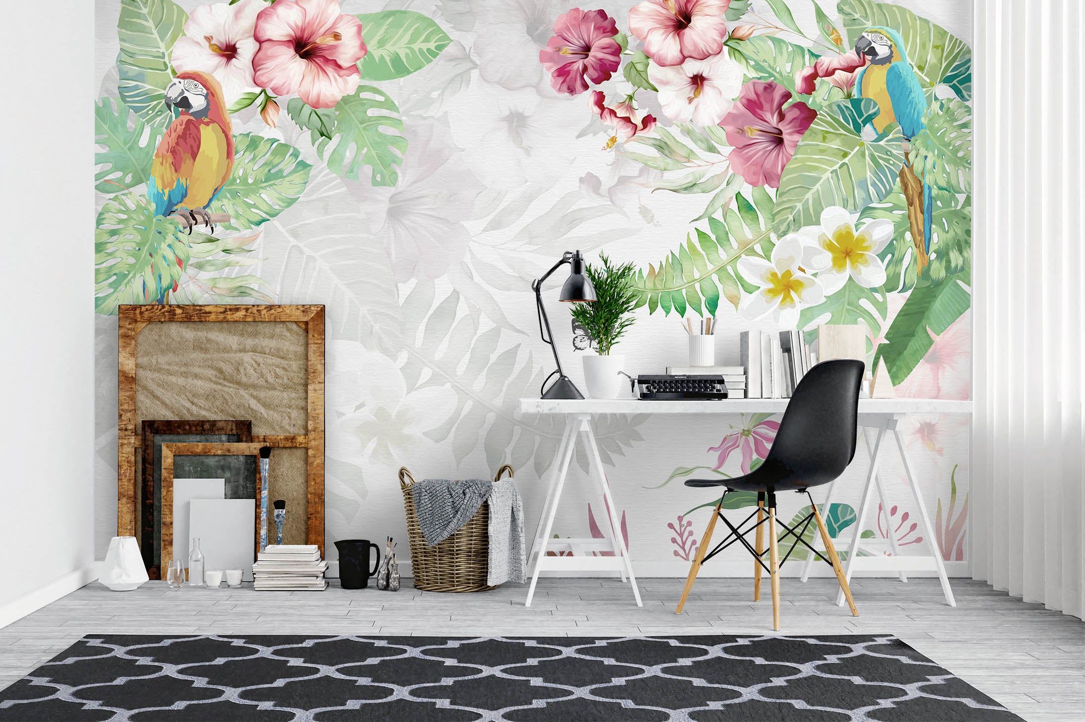 3D Butterfly Parrot 1041 Wall Murals