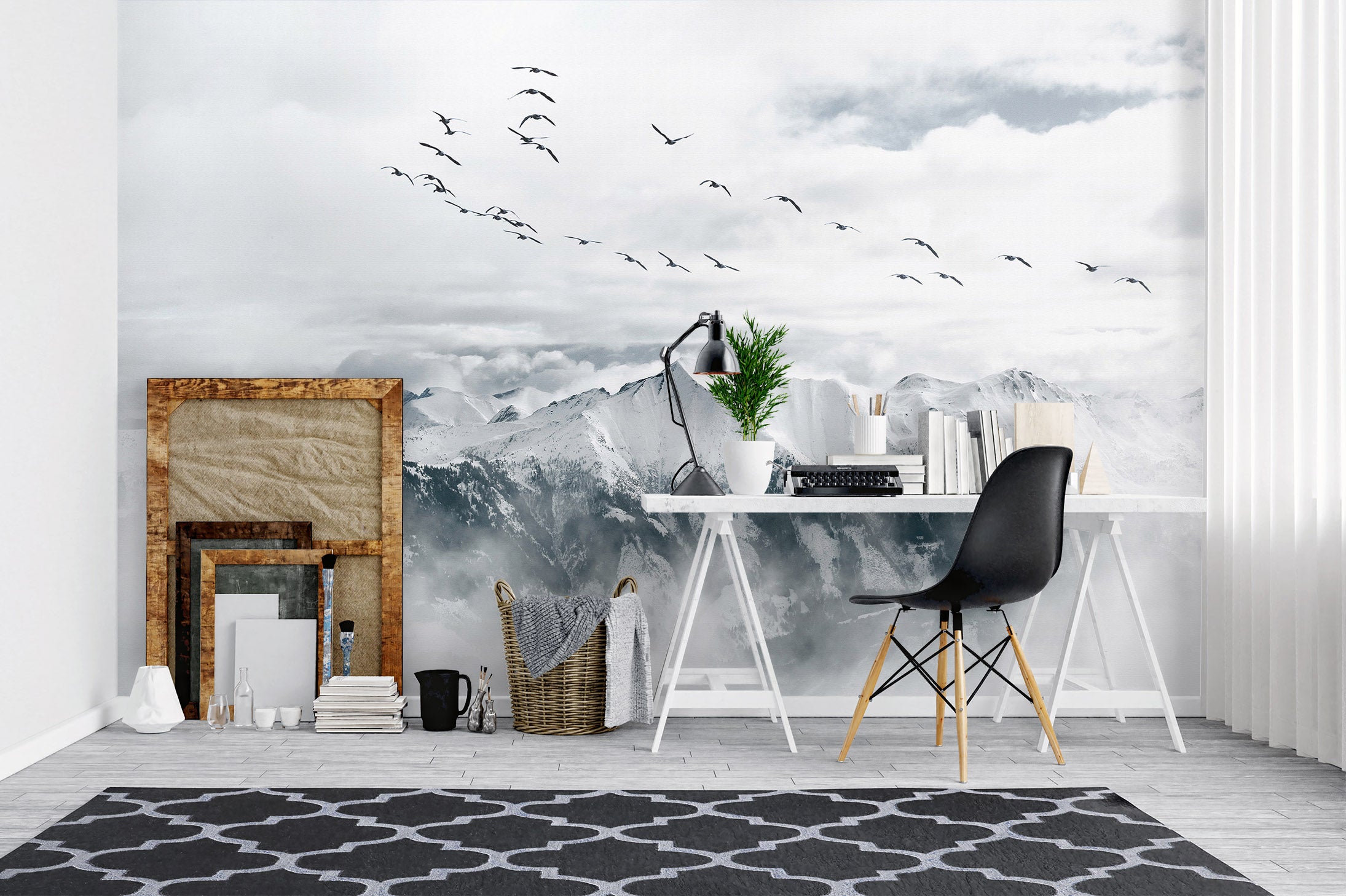 3D Mountain Geese 1027 Wall Murals