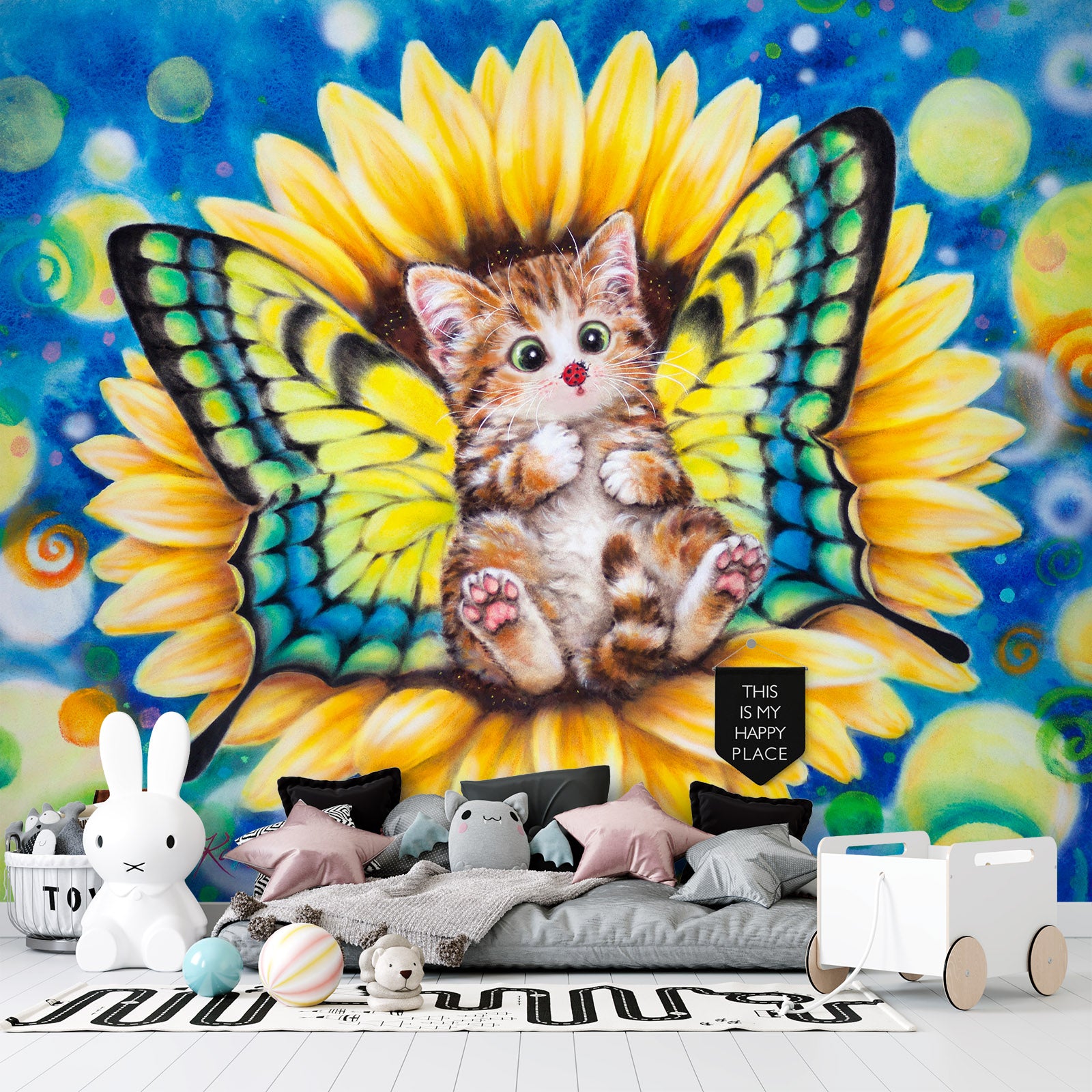 3D Butterfly Cat 5437 Kayomi Harai Wall Mural Wall Murals