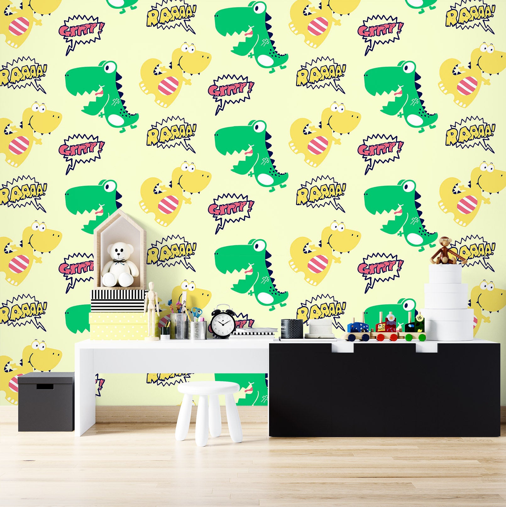 3D Yellow-Green Dinosaur 58020 Wall Murals