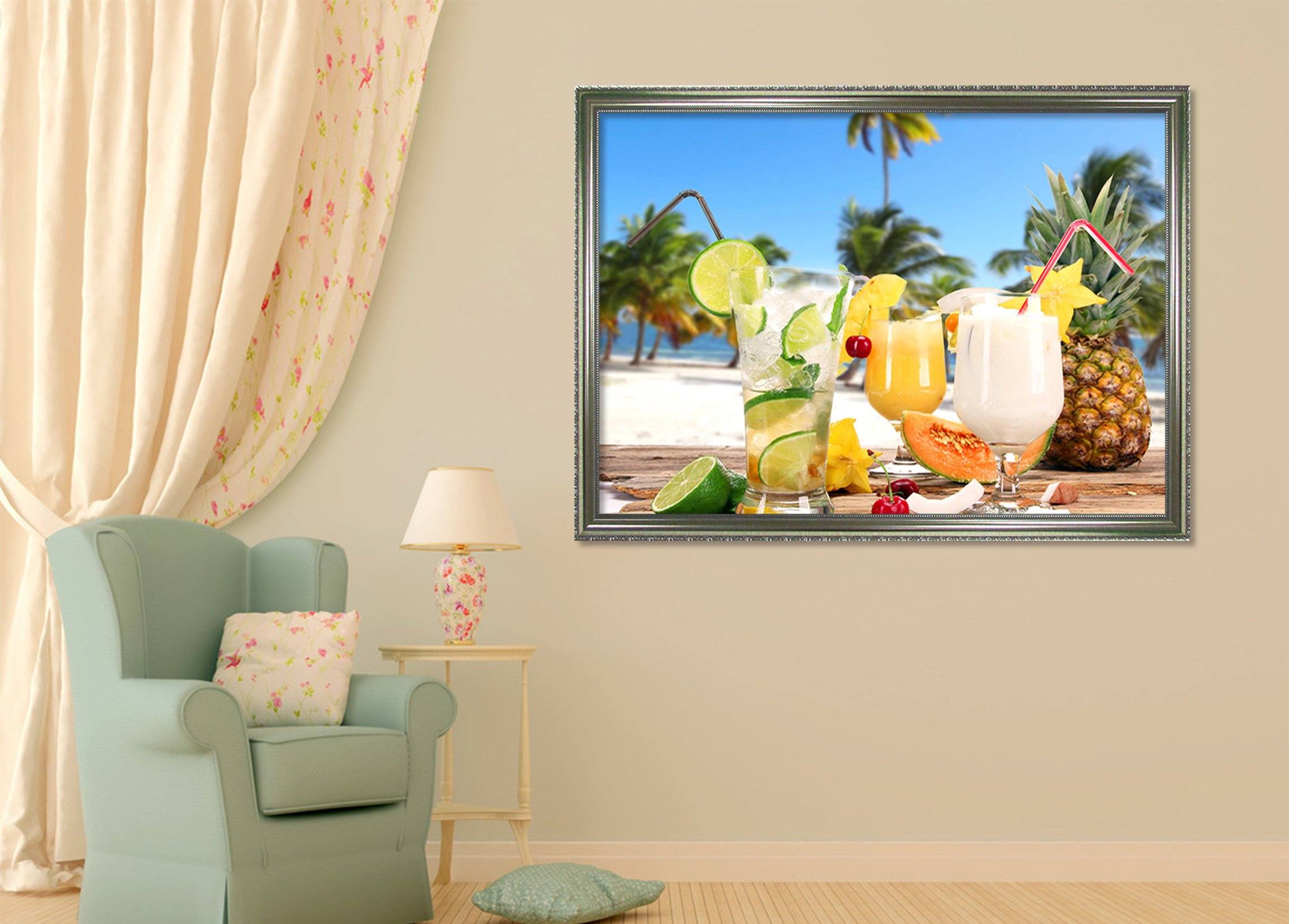 3D Fruit Juice 114 Fake Framed Print Painting Wallpaper AJ Creativity Home 