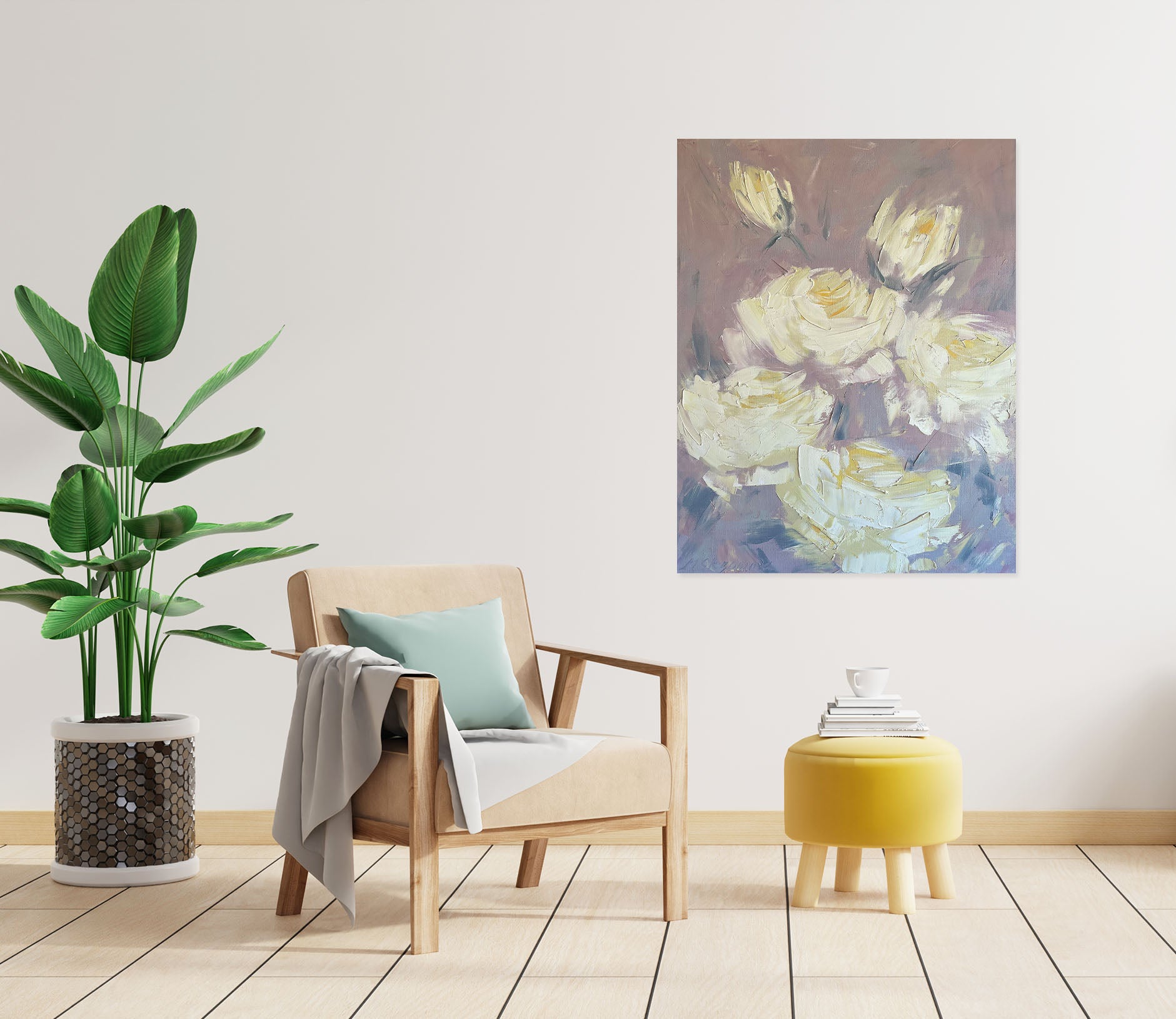 3D White Rose 2607 Skromova Marina Wall Sticker