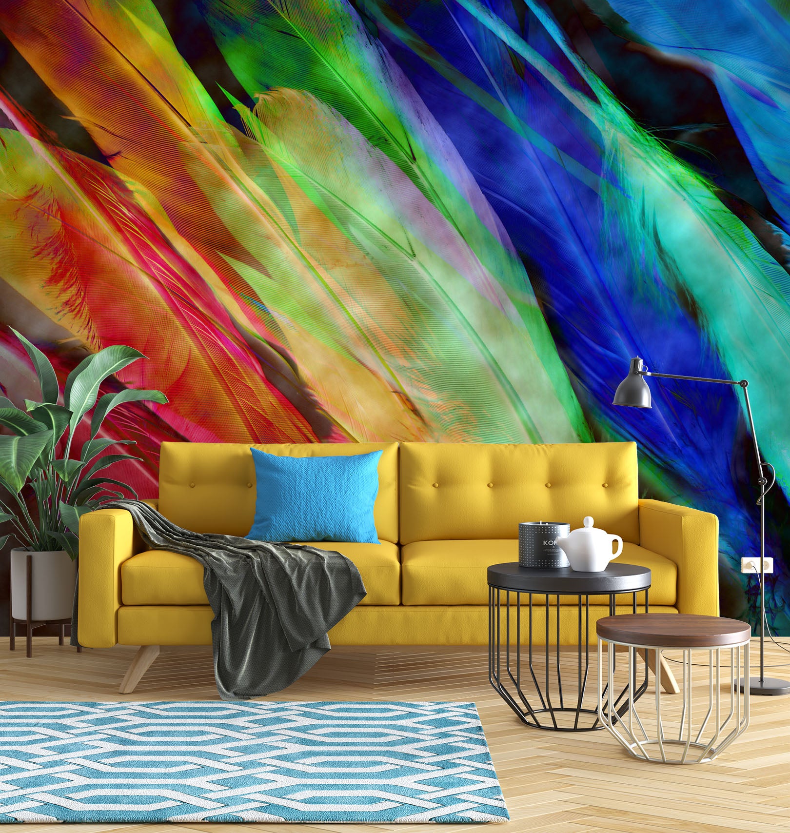 3D Colored Feathers 70105 Shandra Smith Wall Mural Wall Murals