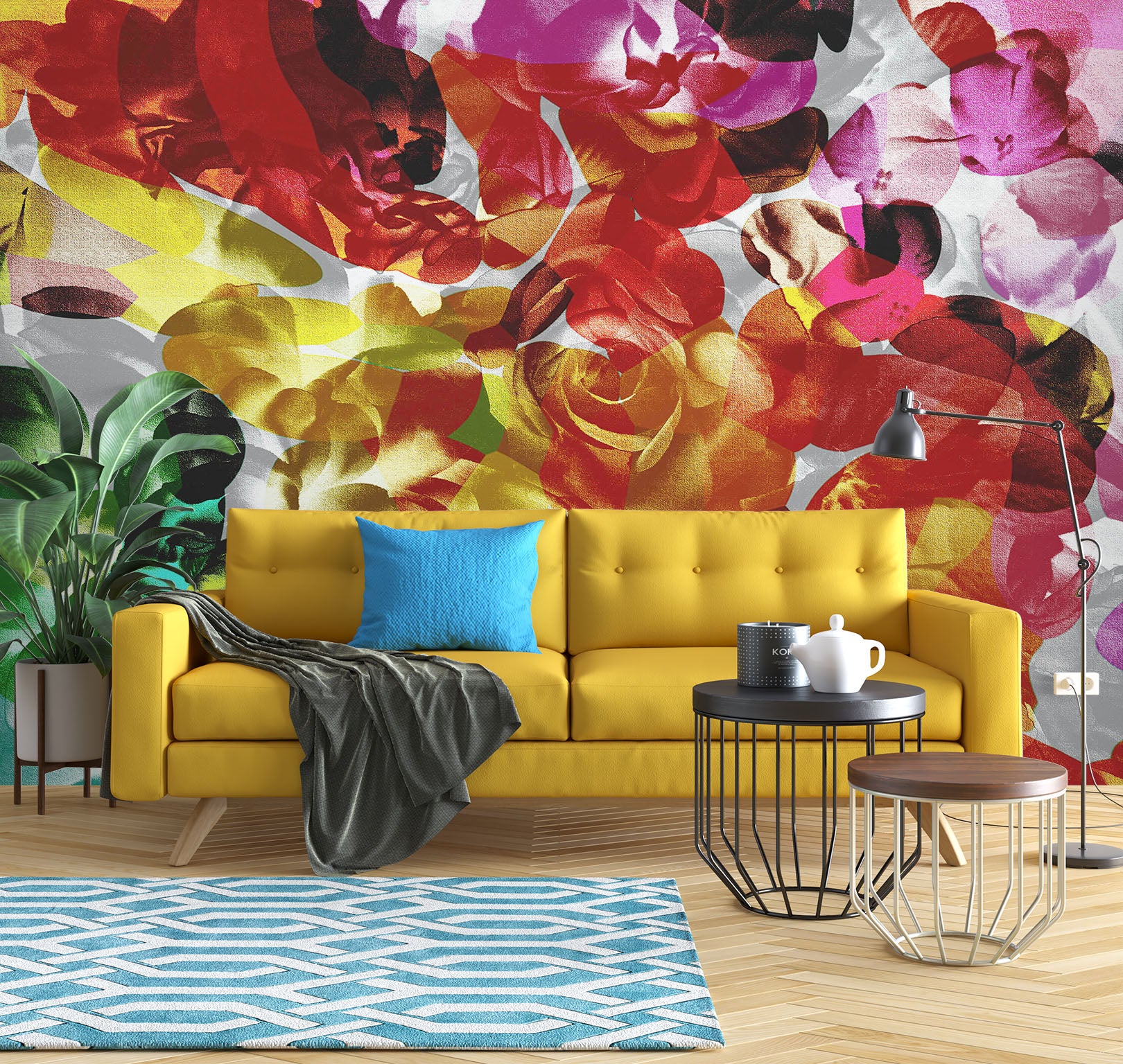3D Colored Flowers 19104 Shandra Smith Wall Mural Wall Murals
