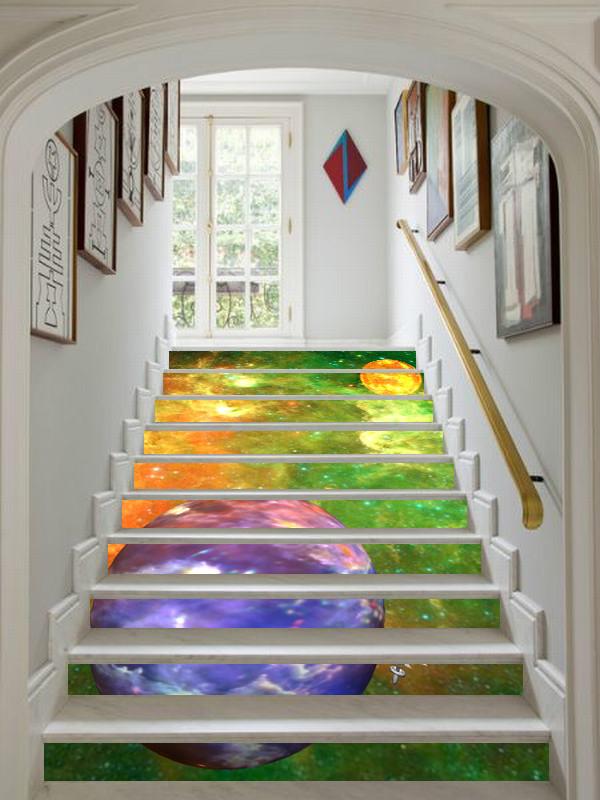3D Colorful Space 26 Stair Risers Wallpaper AJ Wallpaper 