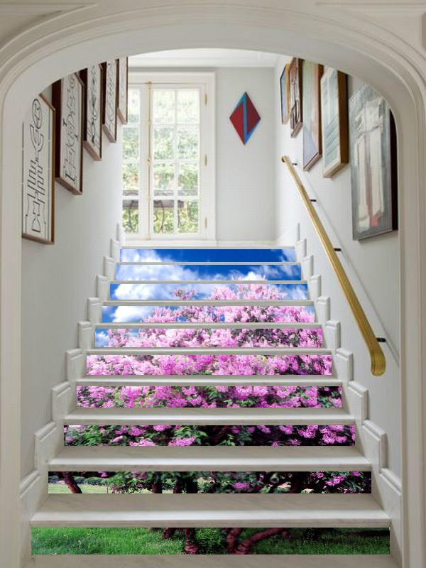 3D Beautiful Flowering Trees 5 Stair Risers Wallpaper AJ Wallpaper 